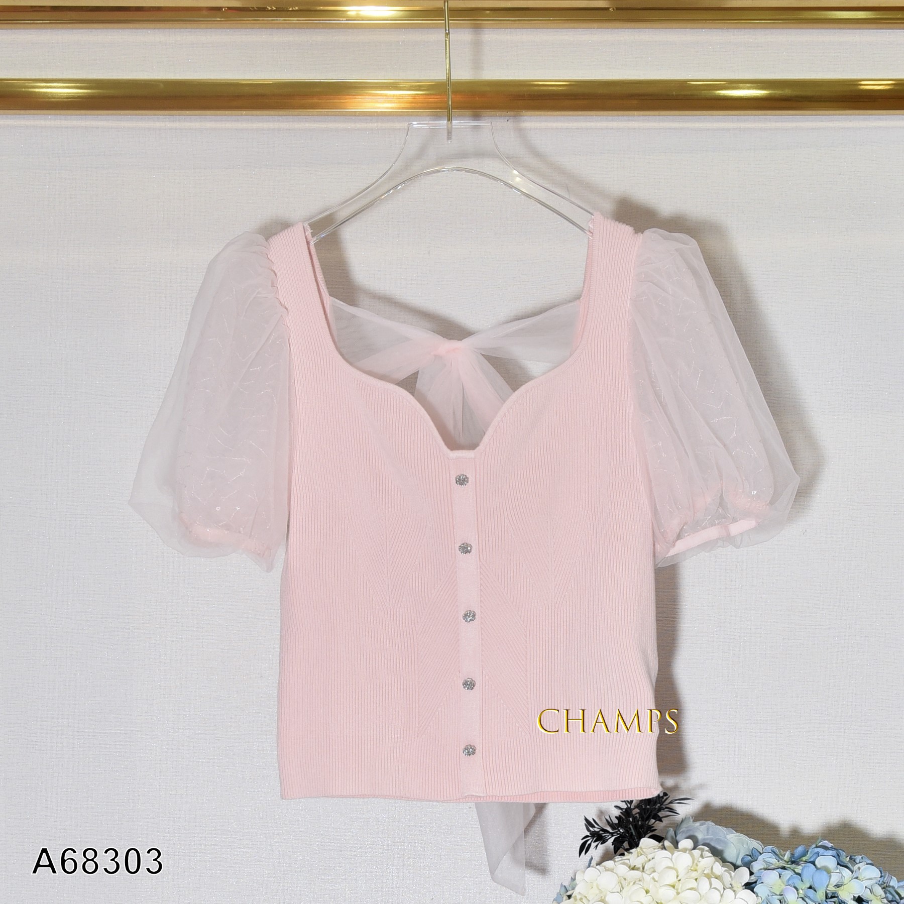 ÁO LEN HỒNG TAY TƠ 68303