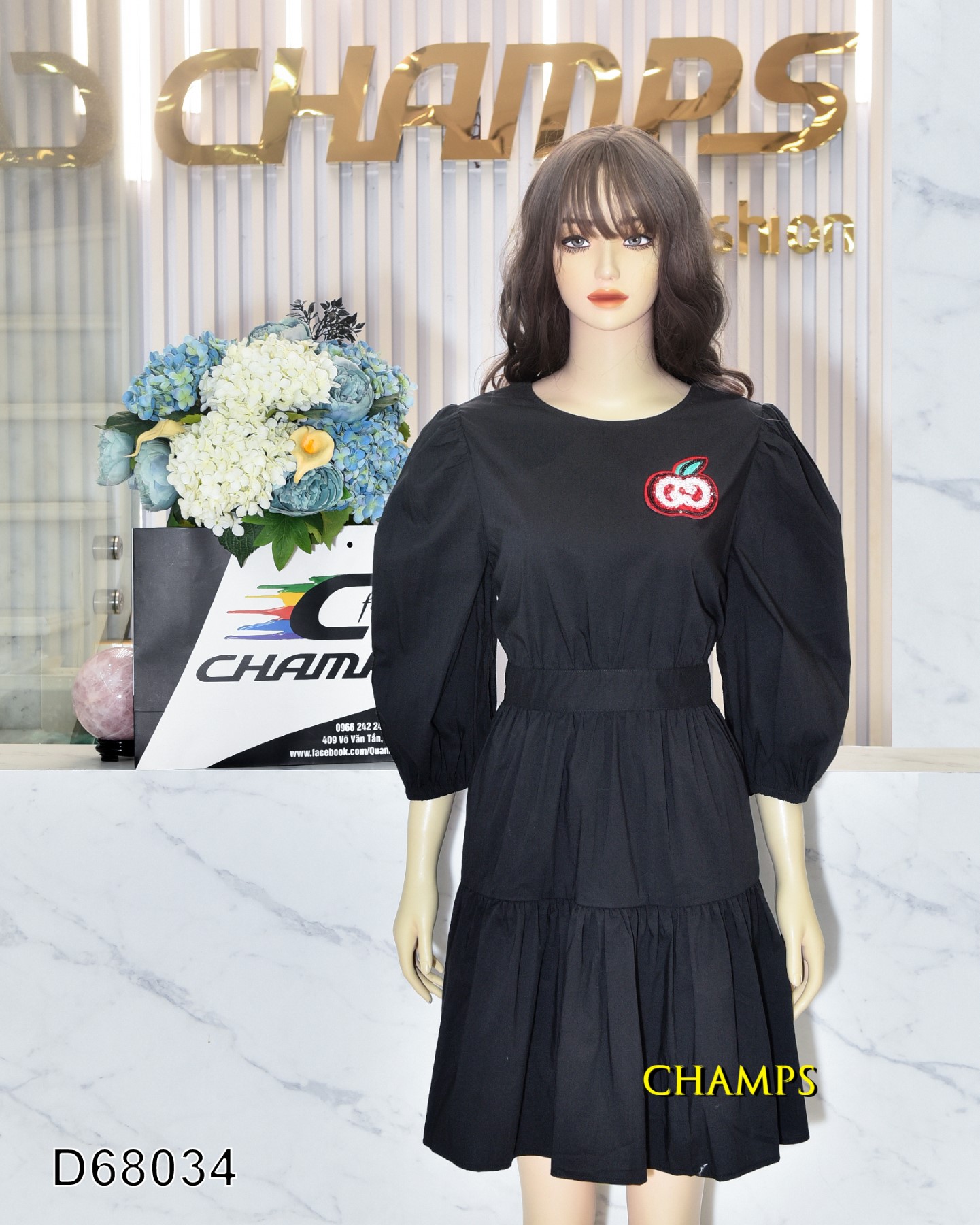 ĐẦM XÔ ĐEN LOGO GUCCI 68034