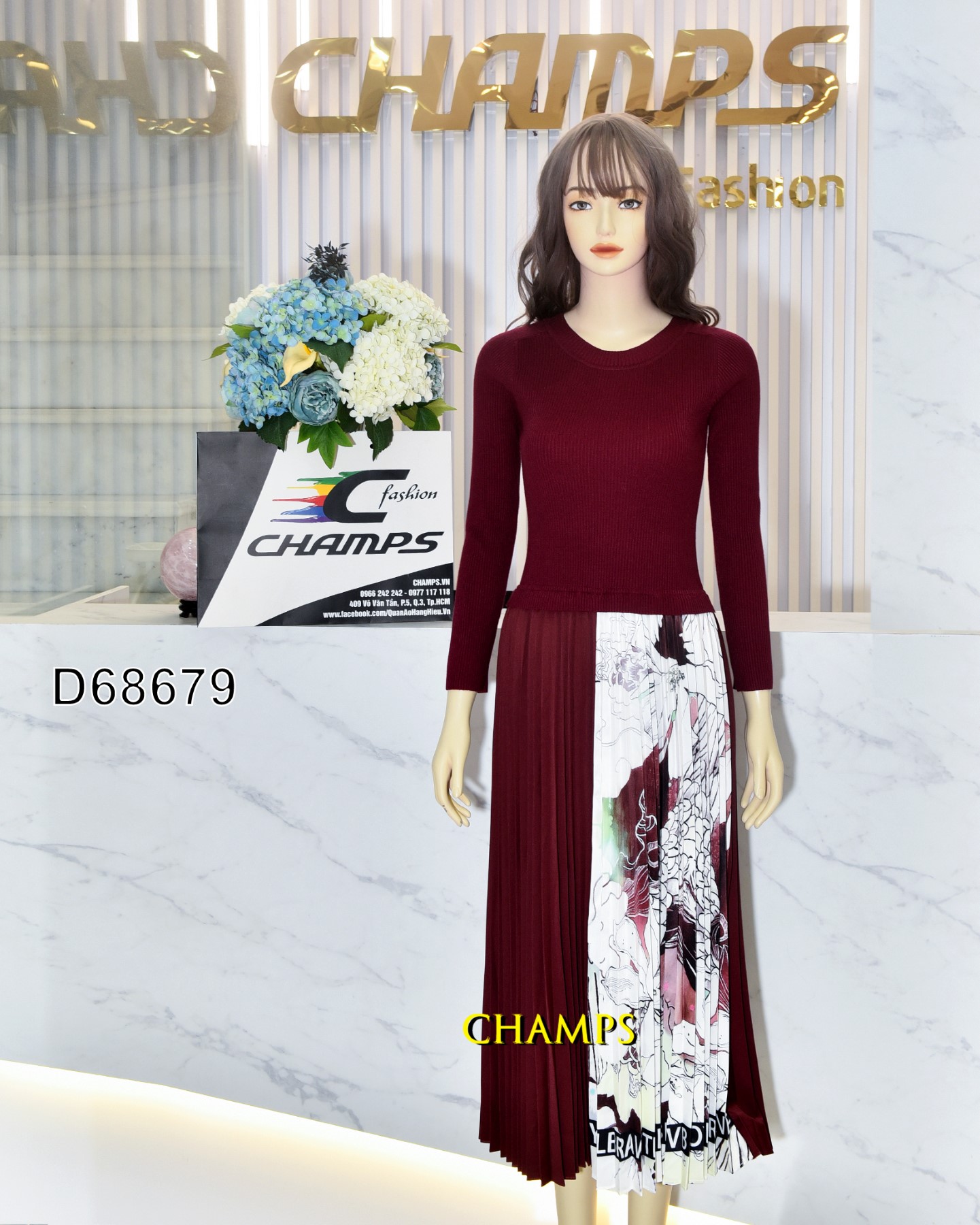 ĐẦM XẾP LY ÁO LEN 68679