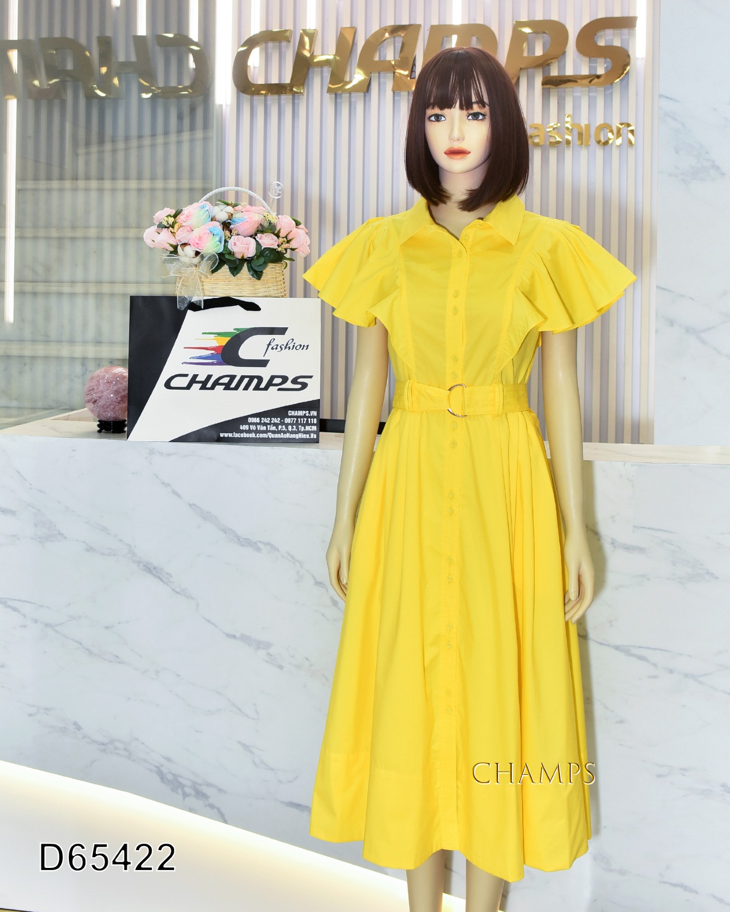 ĐẦM SƠ MI VÀNG DÀI +DN 65422