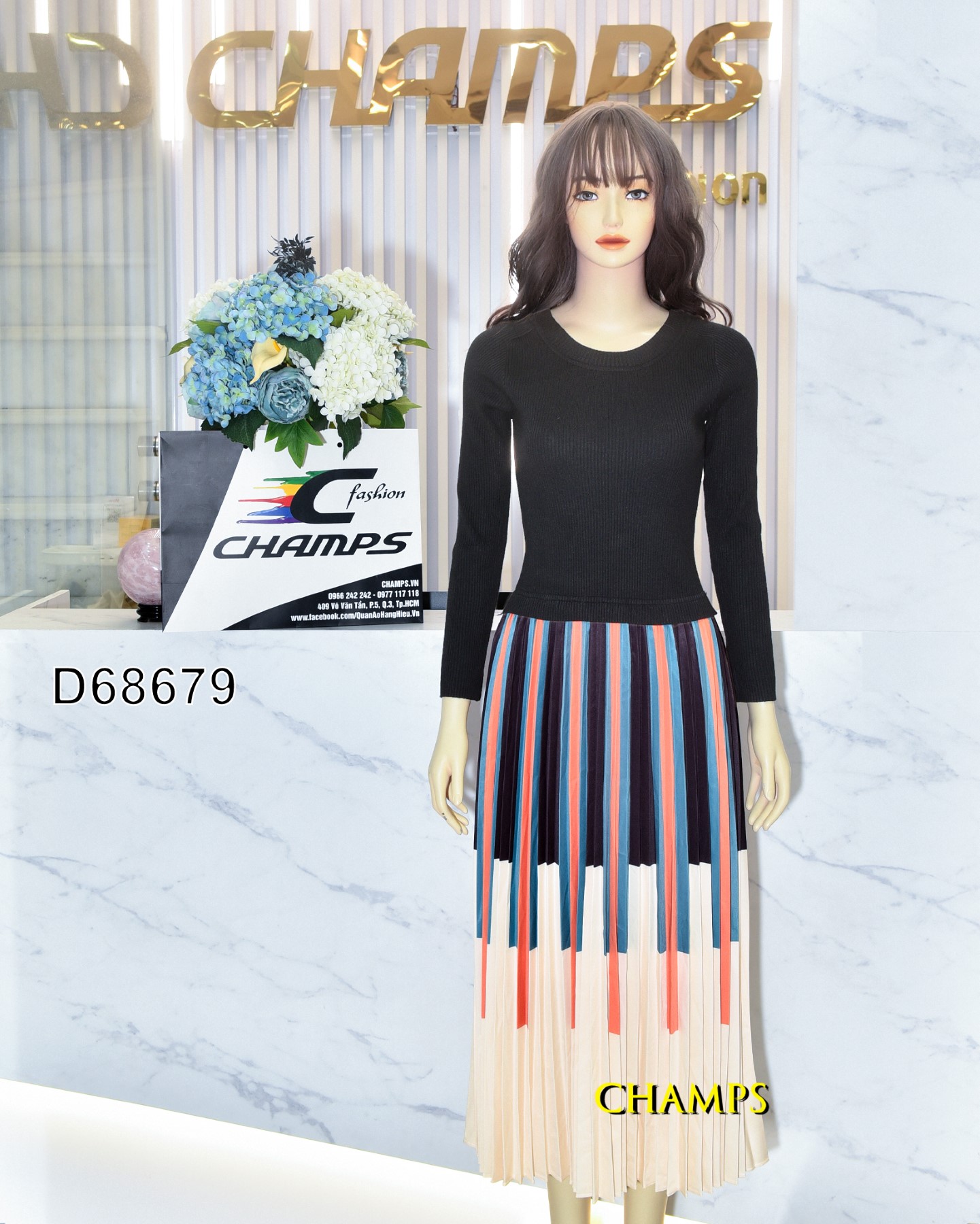 ĐẦM XẾP LY ÁO LEN 68679