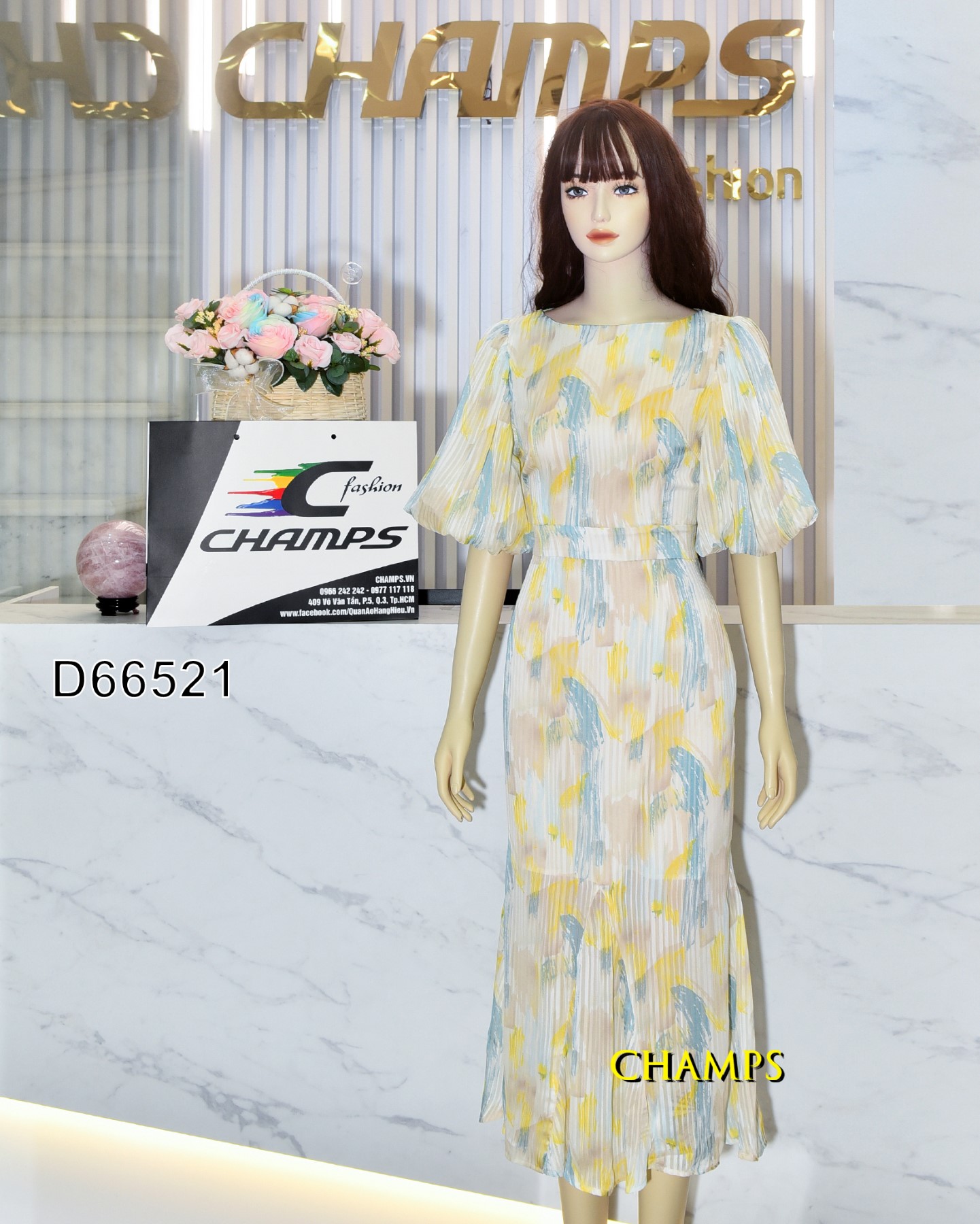 ĐẦM LỤA DÀI VÀNG ĐUÔI CÁ 66521