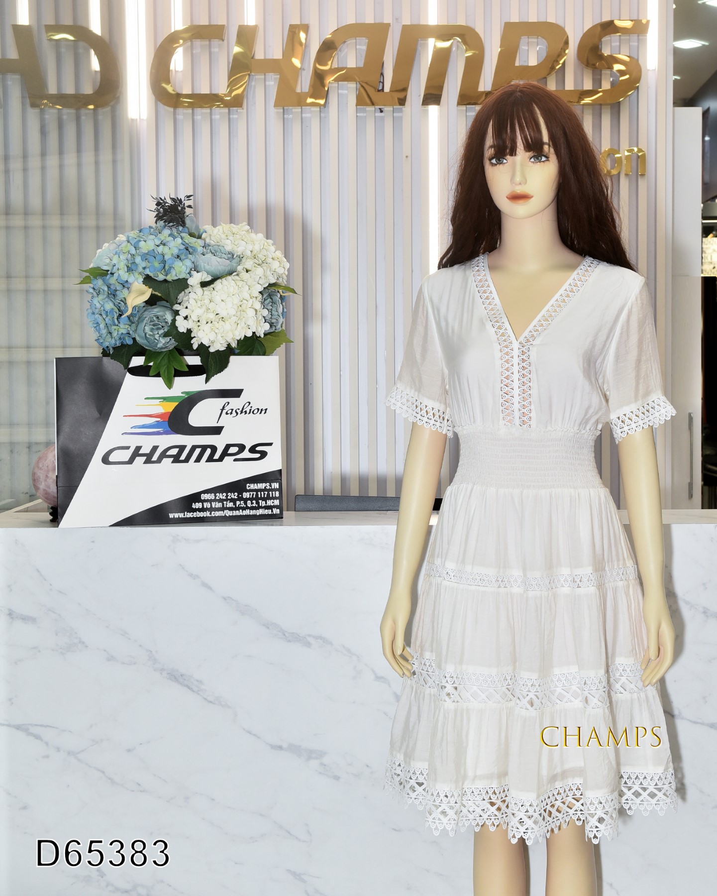 ĐẦM TRẮNG TƠ REN 65383