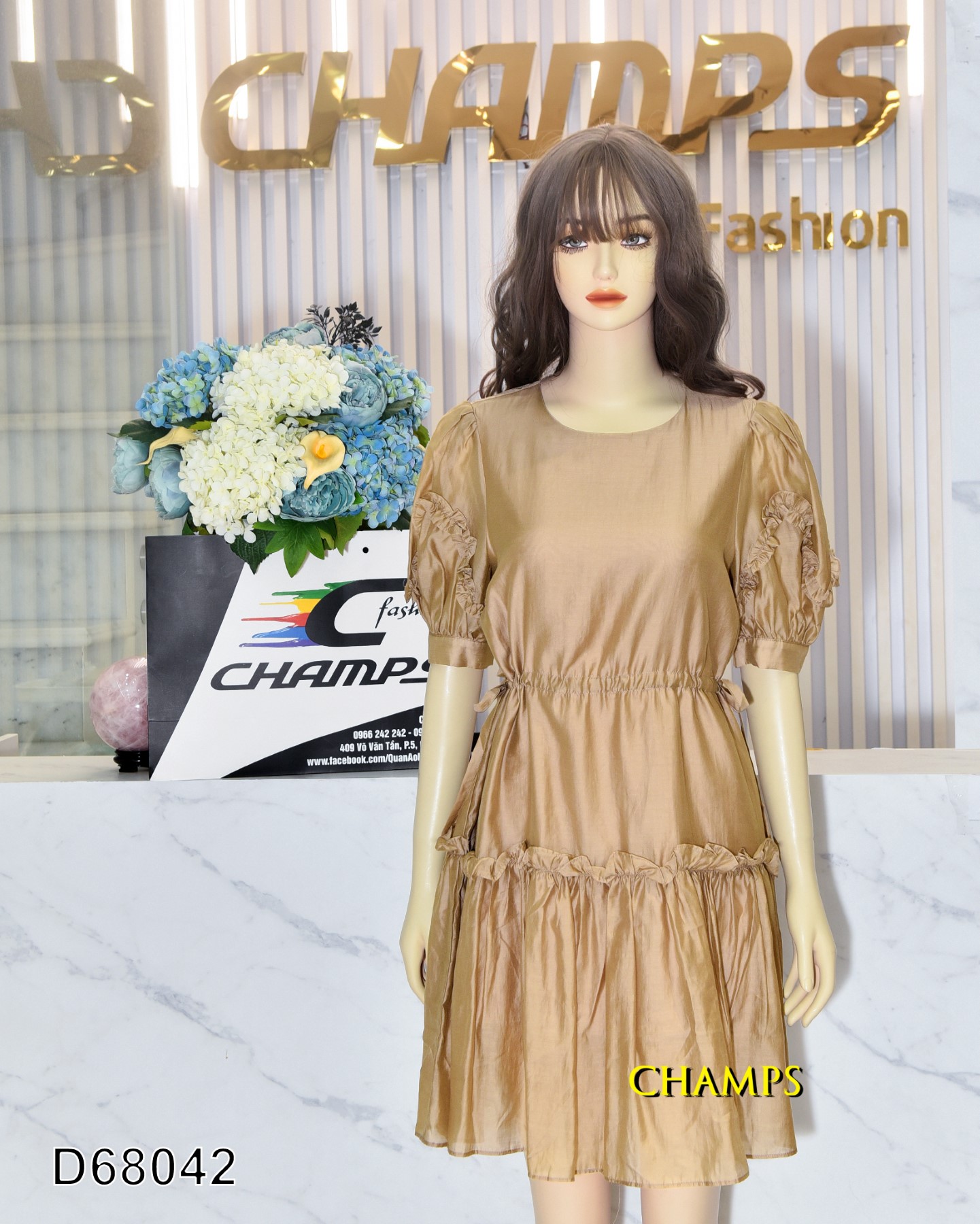 ĐẦM TƠ NÂU RÚT EO 68042