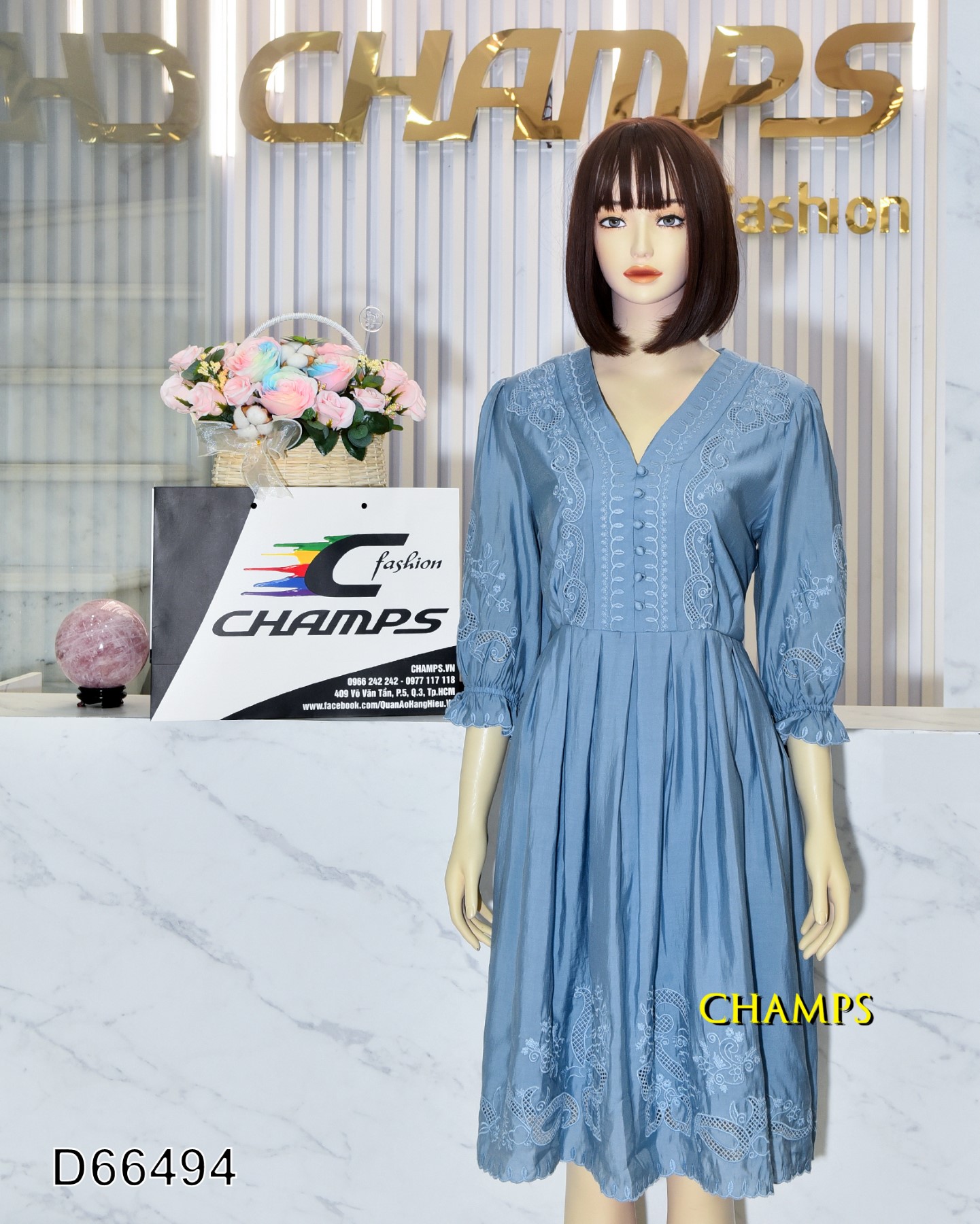 ĐẦM XÔ XANH THÊU 66494