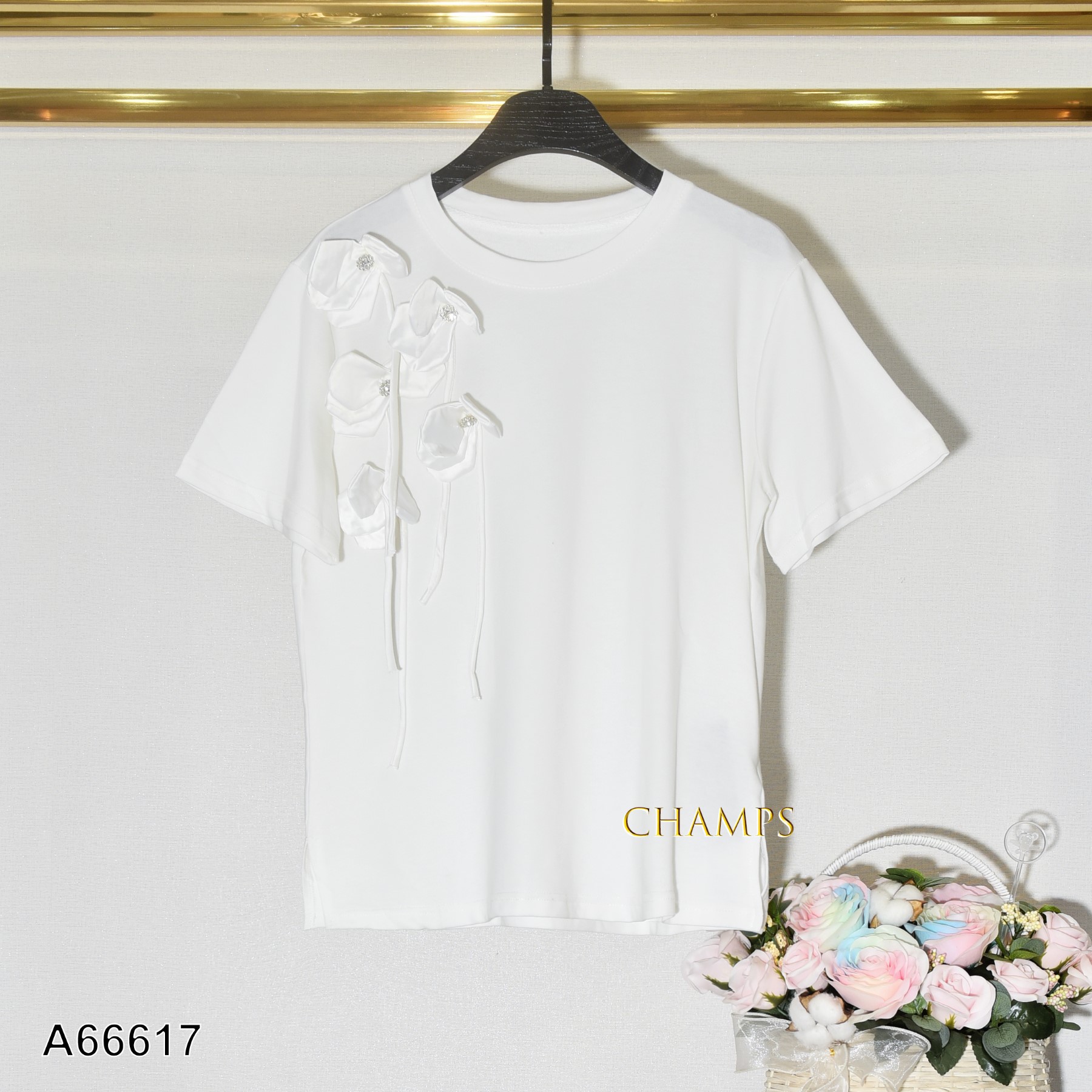 ÁO THUN TRẮNG HOA 66617