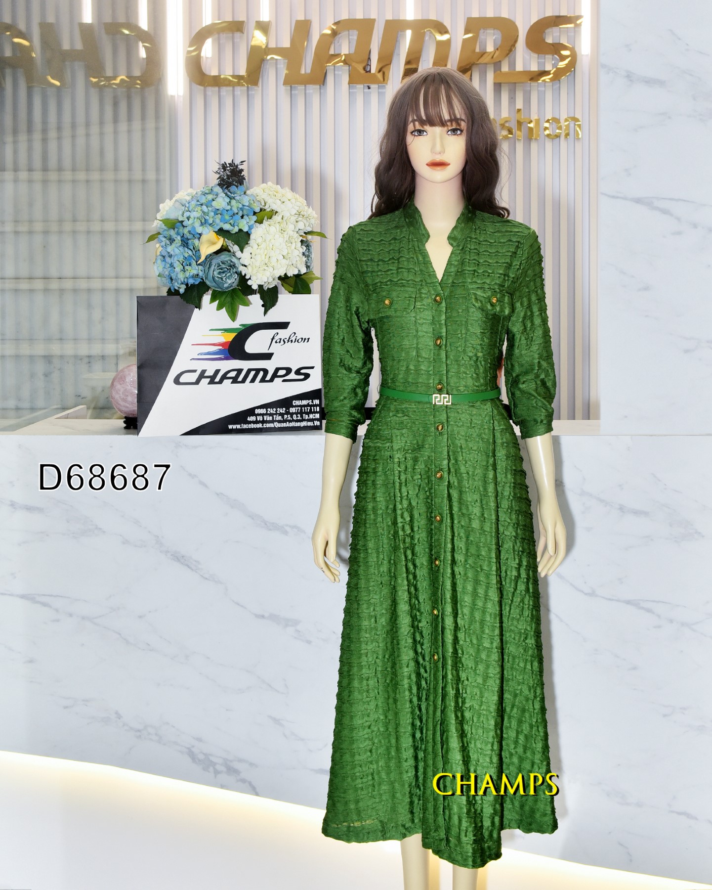 ĐẦM XANH XỐP SƠ MI +DN 68687