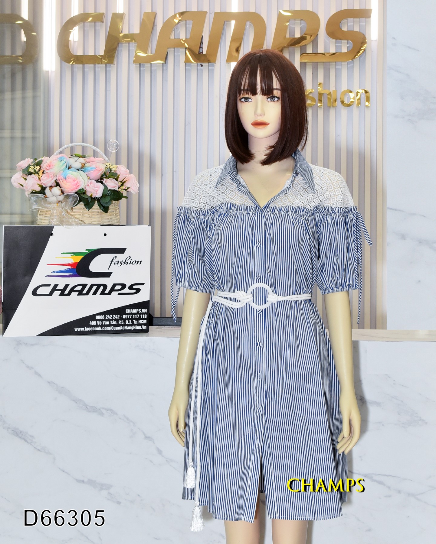 ĐẦM KẺ SUÔN XANH PHA REN +DN 66305