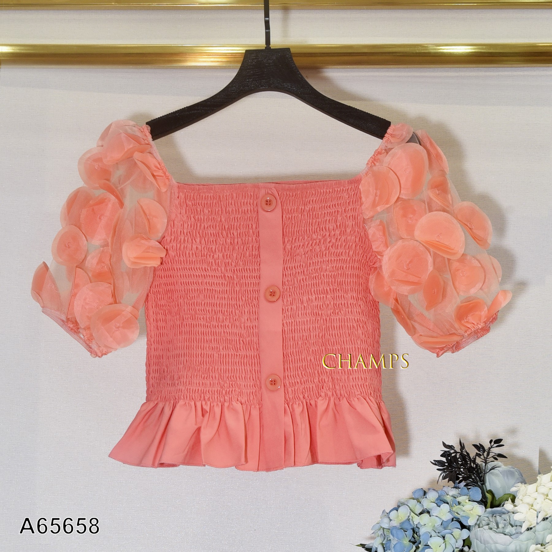 ÁO NHÚNG CAM TAY BÔNG 65658