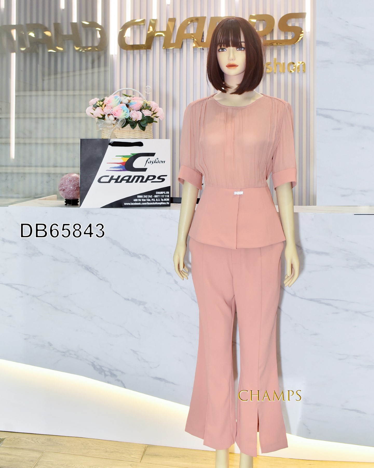 BỘ KEM HỒNG +QUẦN BASS 65843