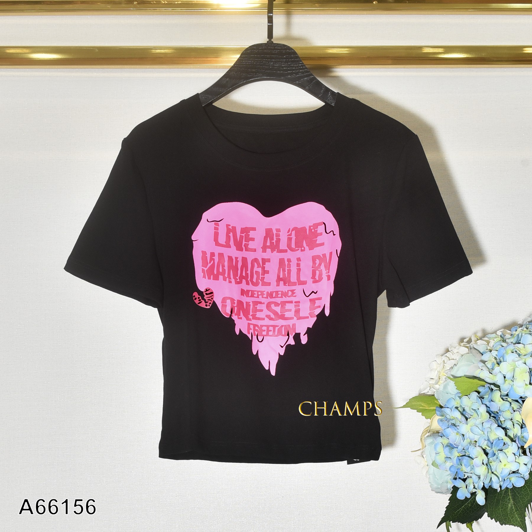 ÁO THUN LỬNG ĐEN TIM HỒNG 66156