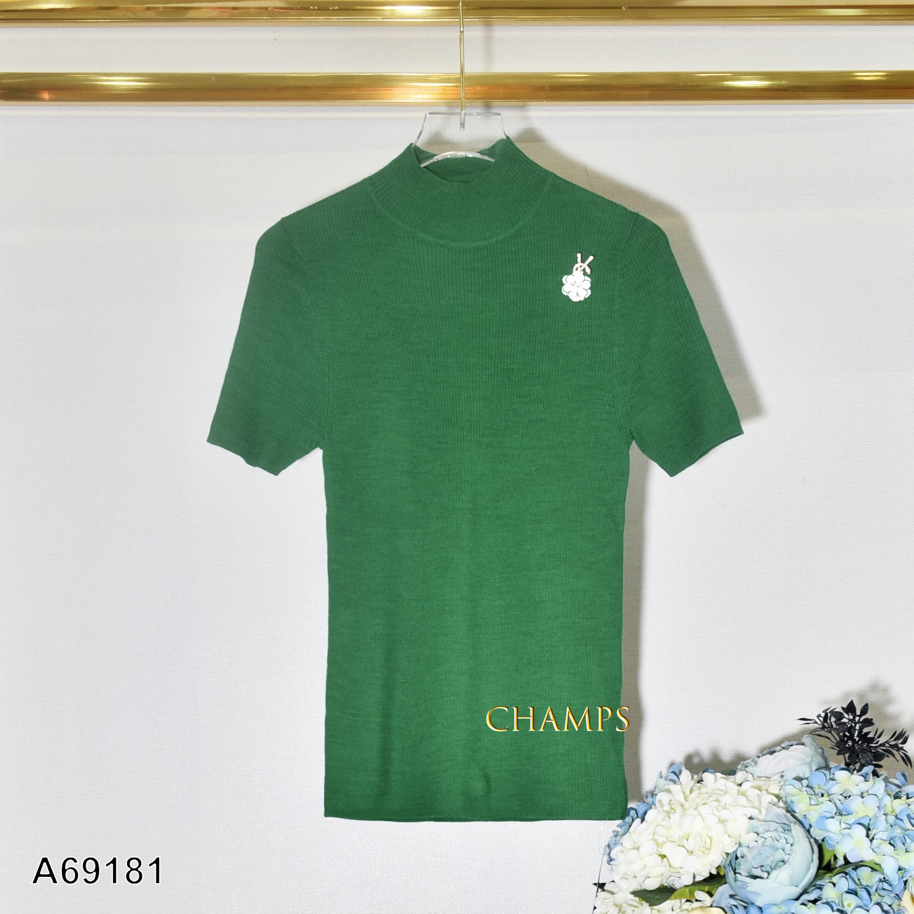 ÁO LEN XANH CÀI YSL CỔ CAO 69181