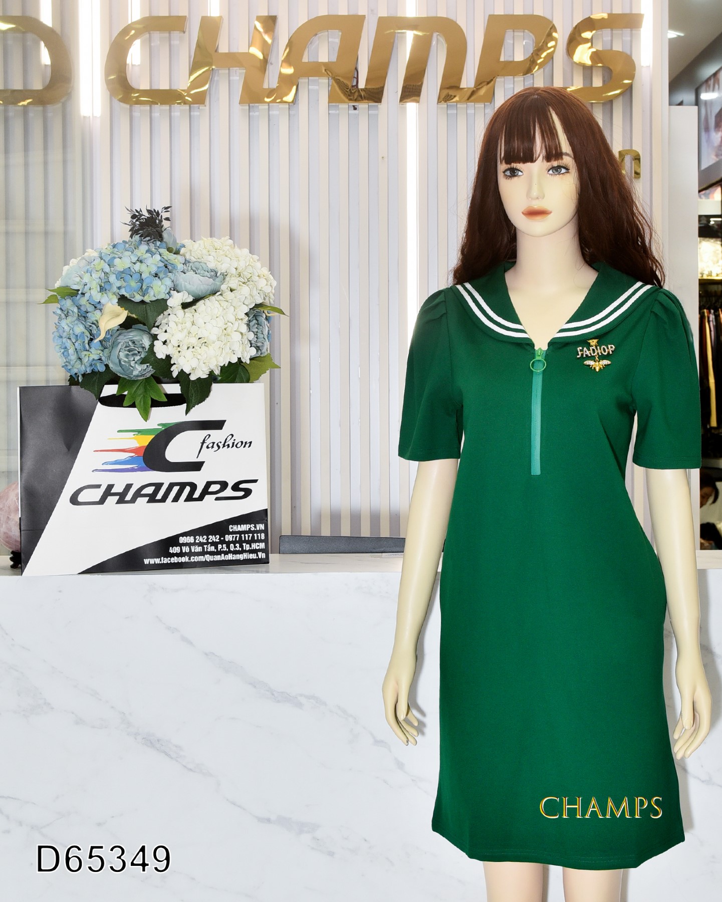 ĐẦM THUN XANH BÈO +CÀI 65349