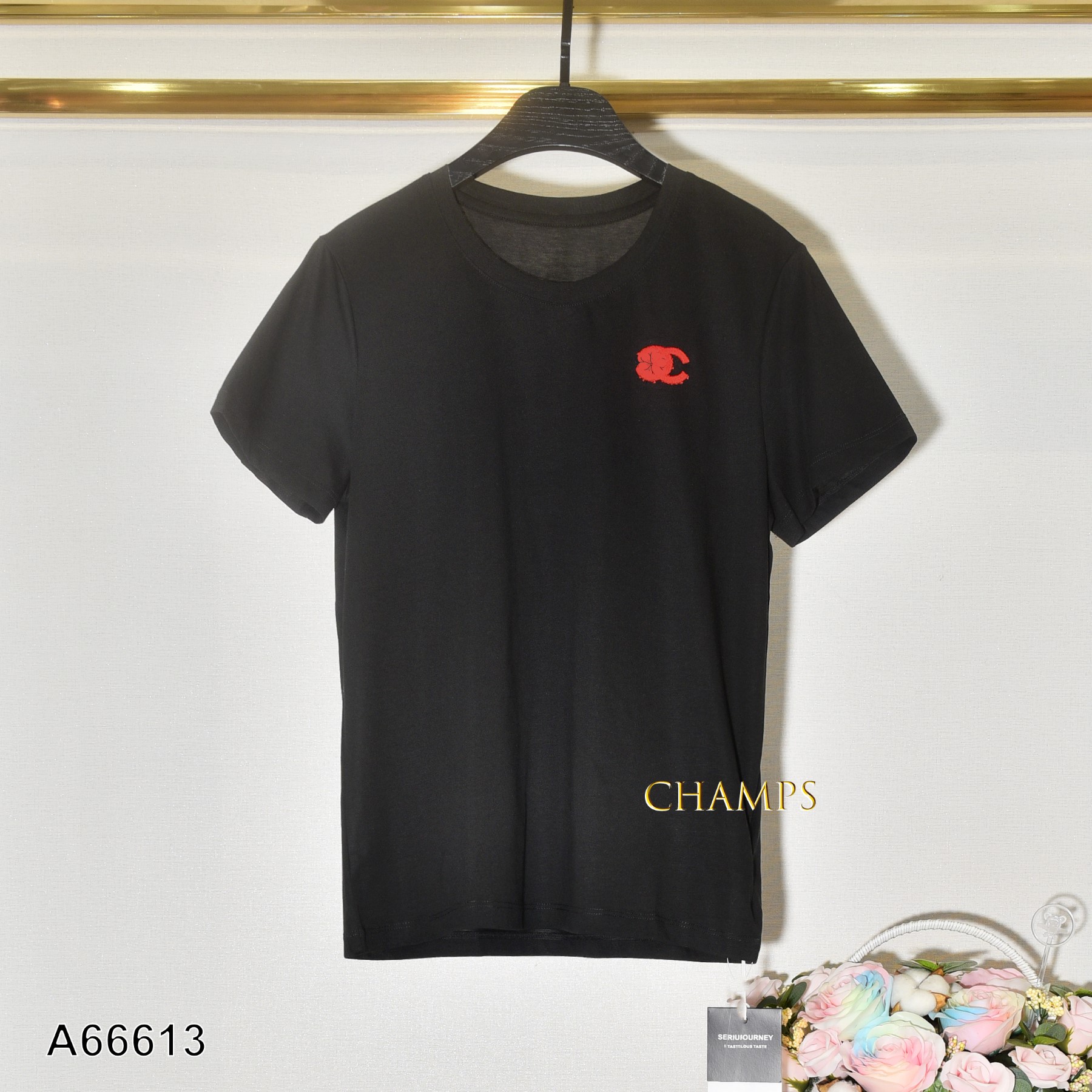 ÁO THUN ĐEN CHANEL ĐỎ 66613