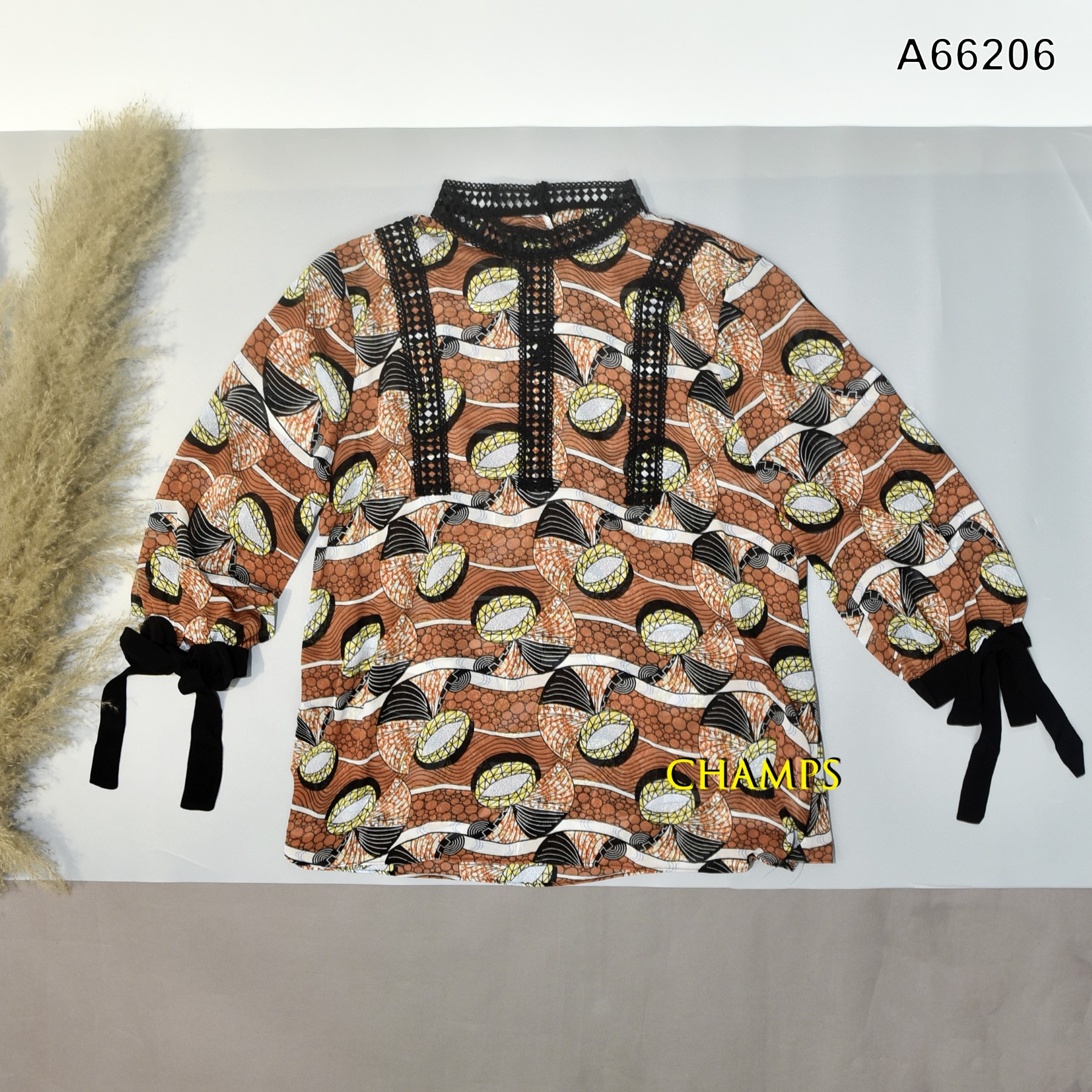 ÁO LỤA NÂU REN 66206