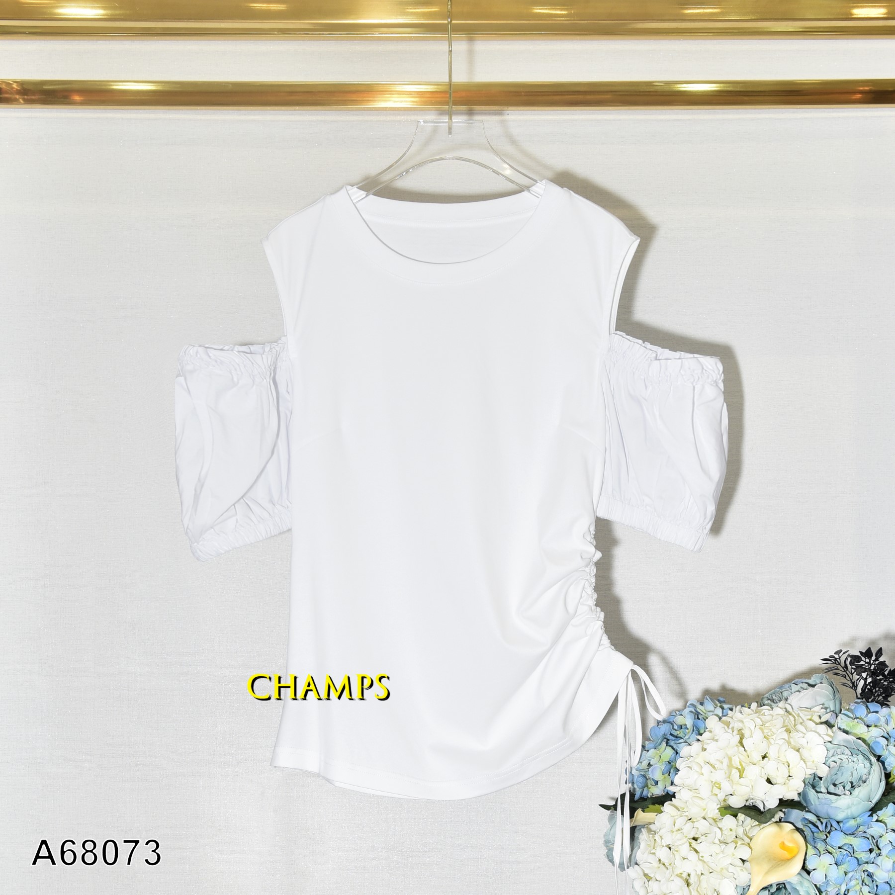 ÁO XÔ VAI RƠI TRẮNG 68073