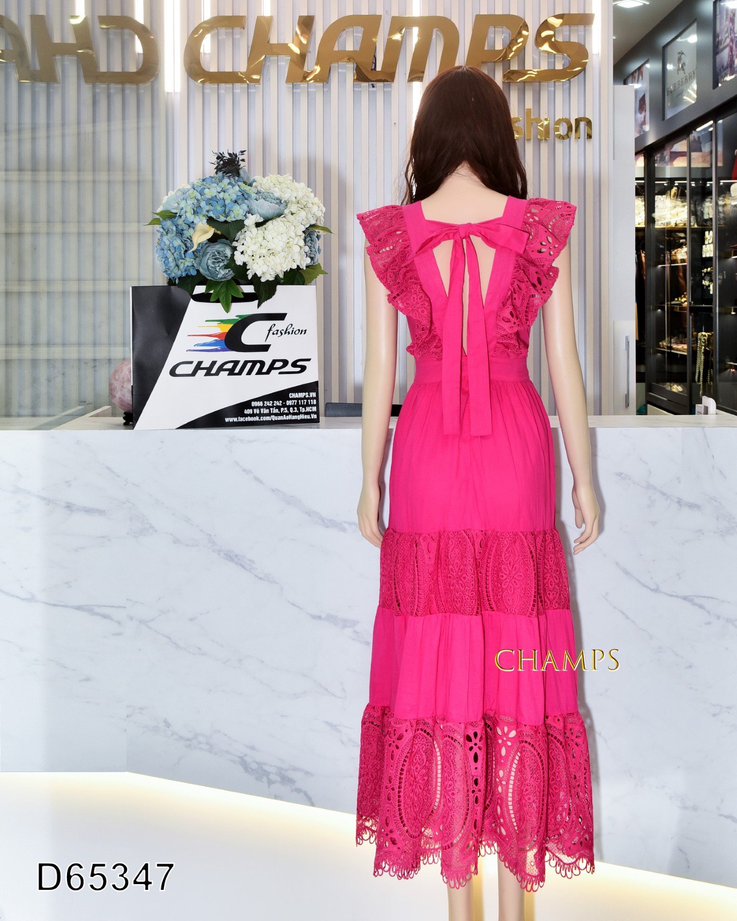 ĐẦM HỒNG SEN REN DÀI 65347