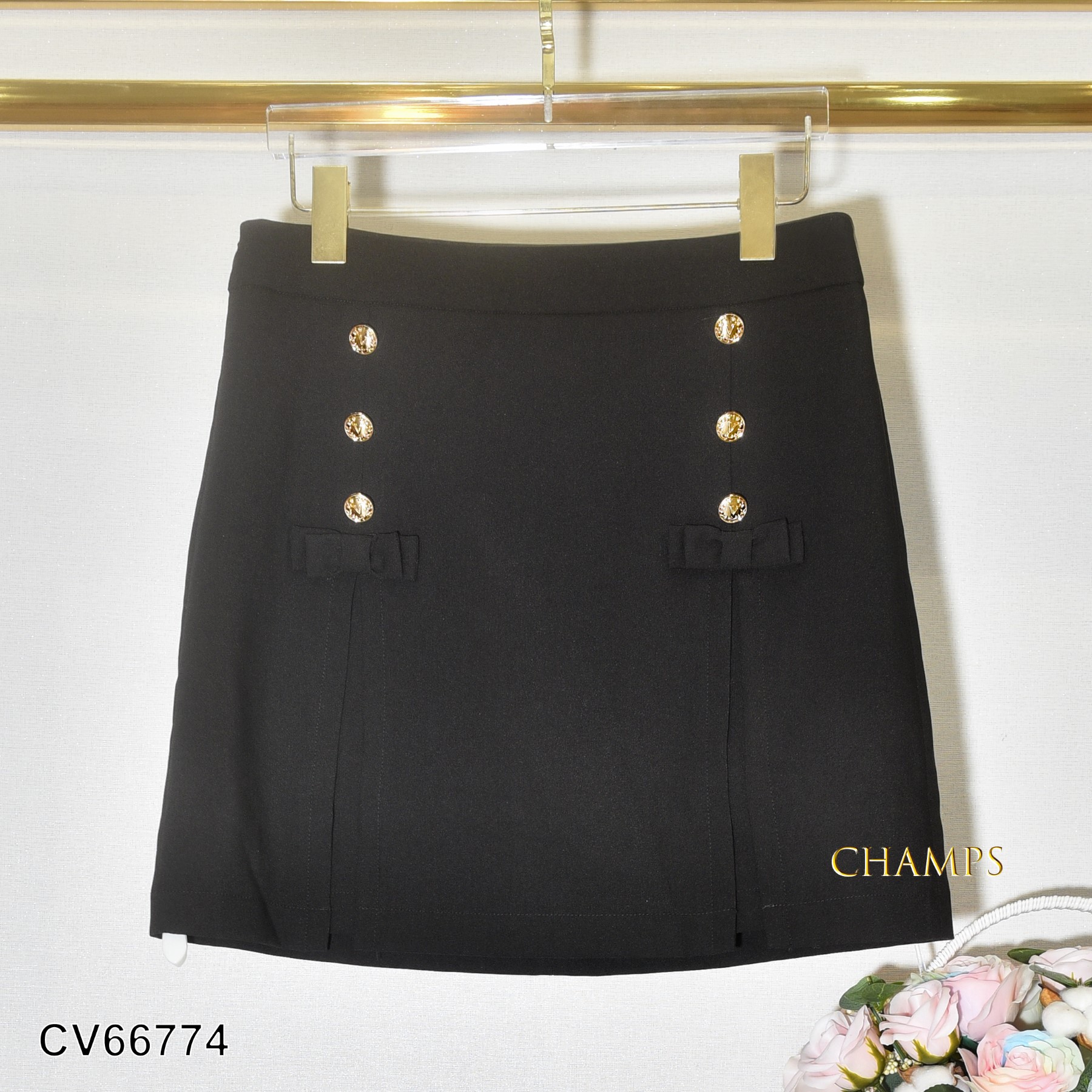 CHÂN VÁY ĐEN NƠ NÚT 66774
