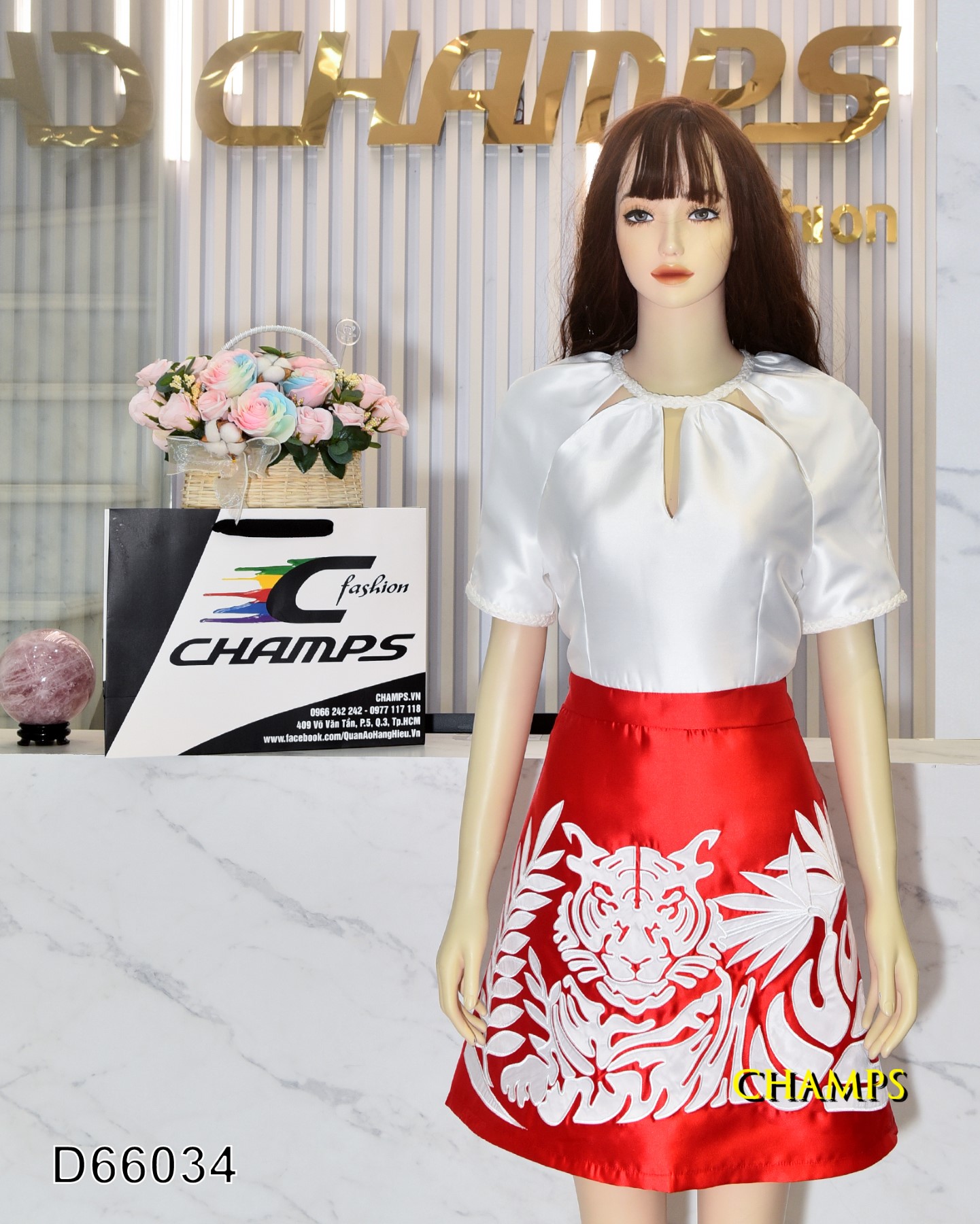 ĐẦM ĐỎ TRẮNG HOA VĂN 66034