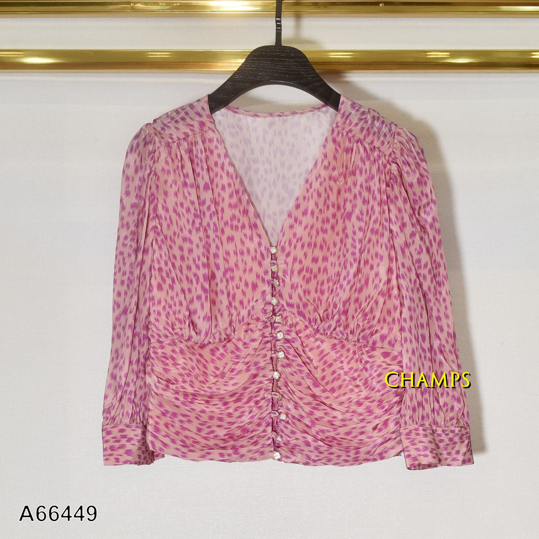 ÁO LỤA VÂN BEO HỒNG 66449