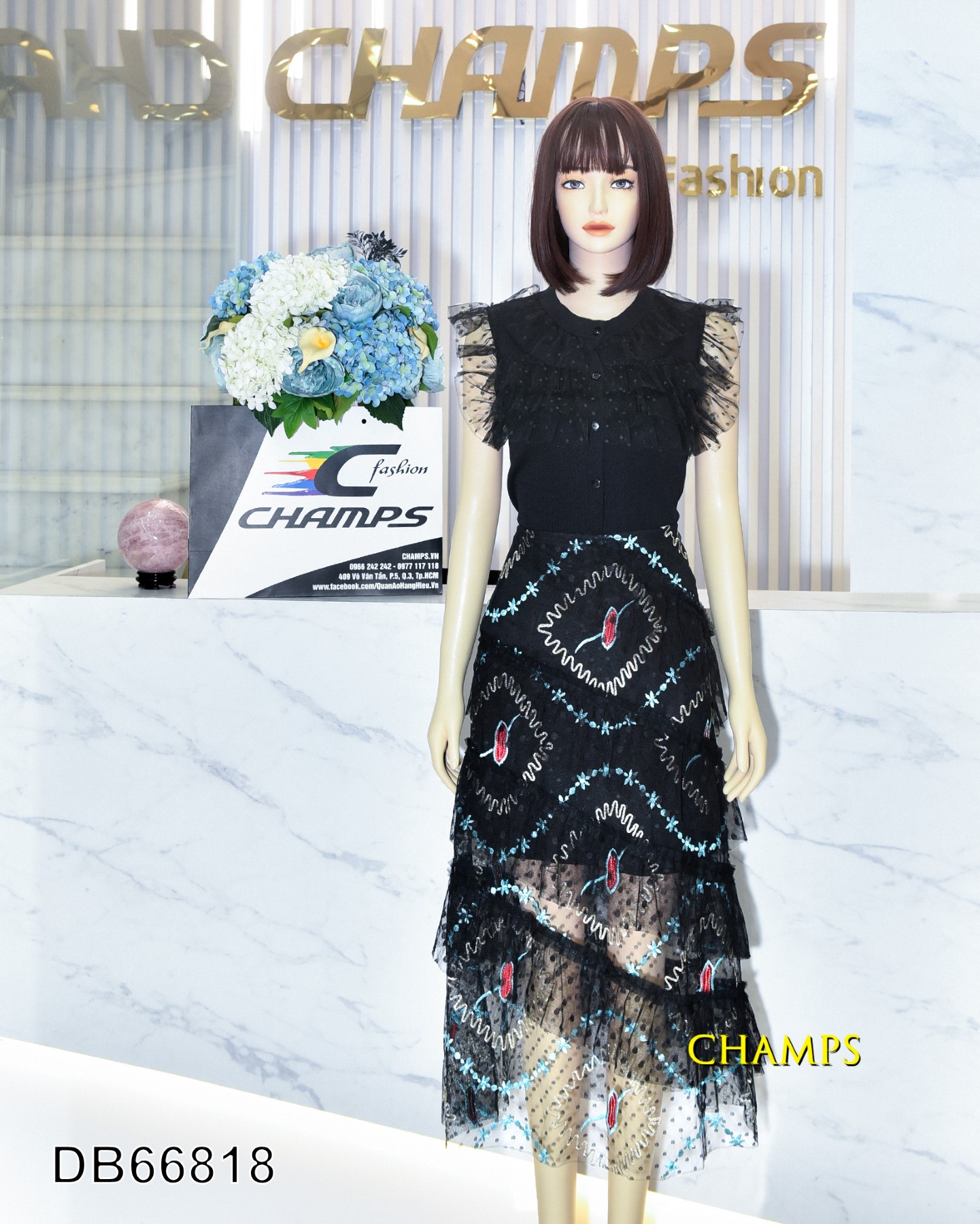 BỘ ÁO LEN +CV REN DÀI TẦNG 66818