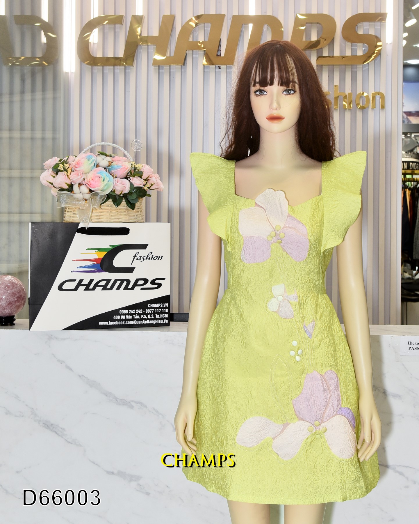 ĐẦM XÔ XANH NGỌC HOA TIẾT 66003