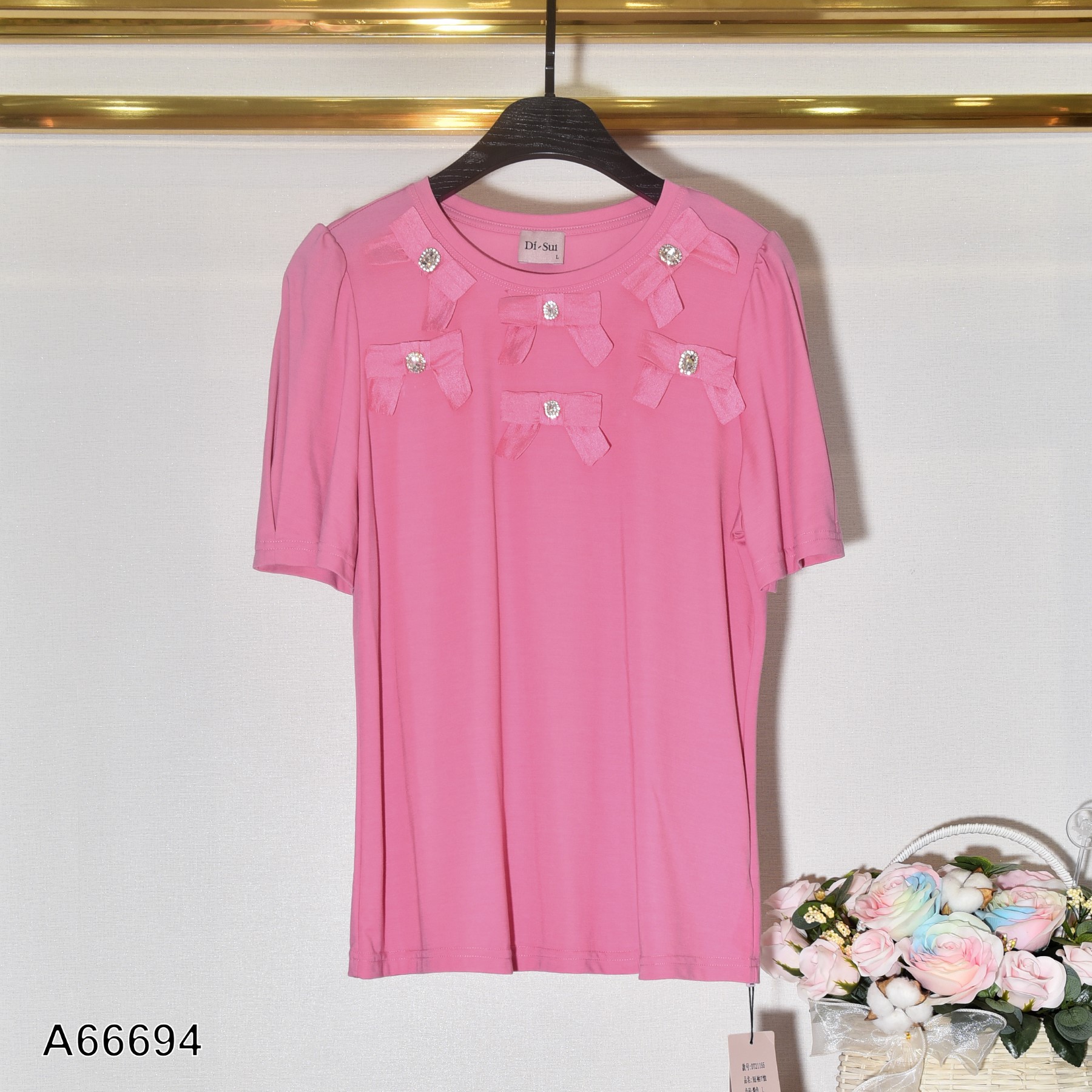 ÁO THUN HỒNG NHIỀU NƠ 66694