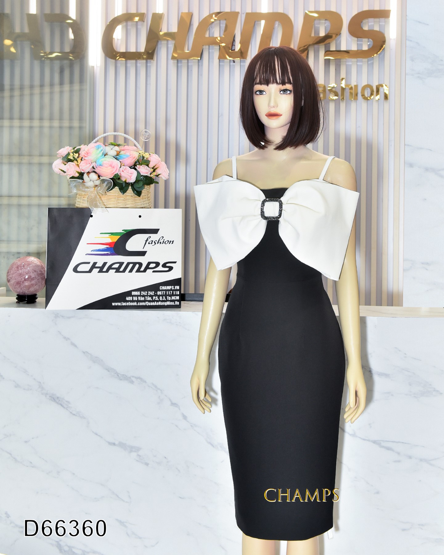 ĐẦM ĐEN NƠ TRẮNG TO 66360