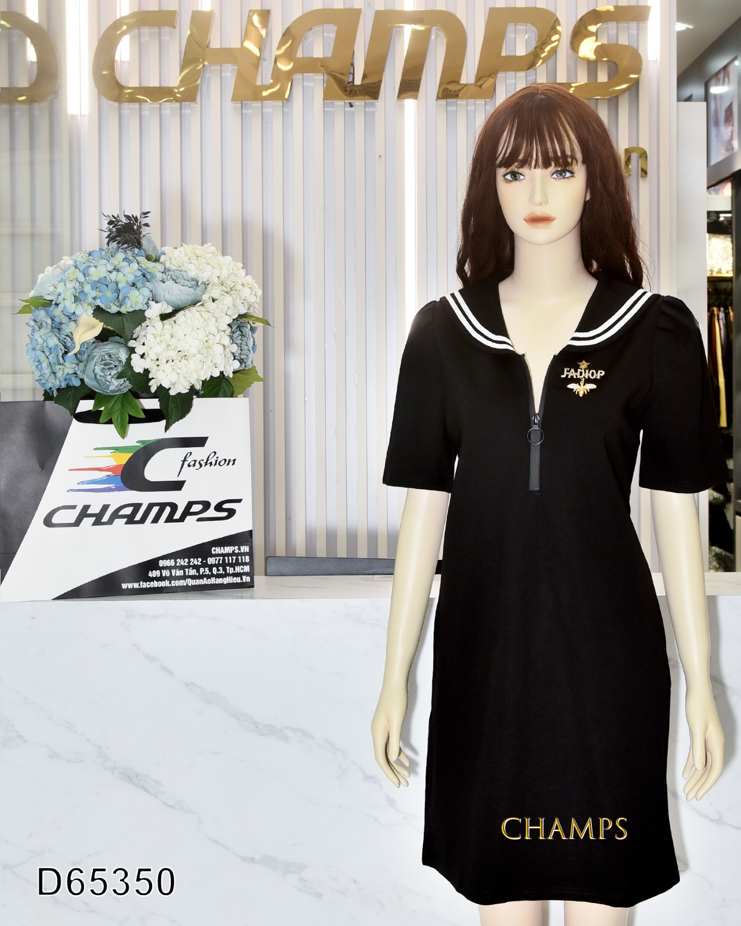 ĐẦM THUN ĐEN BÈO +CÀI 65350