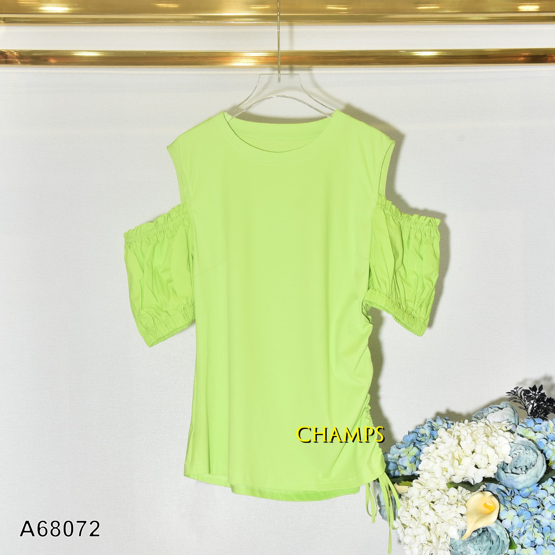 ÁO XÔ VAI RƠI XANH LÁ 68072