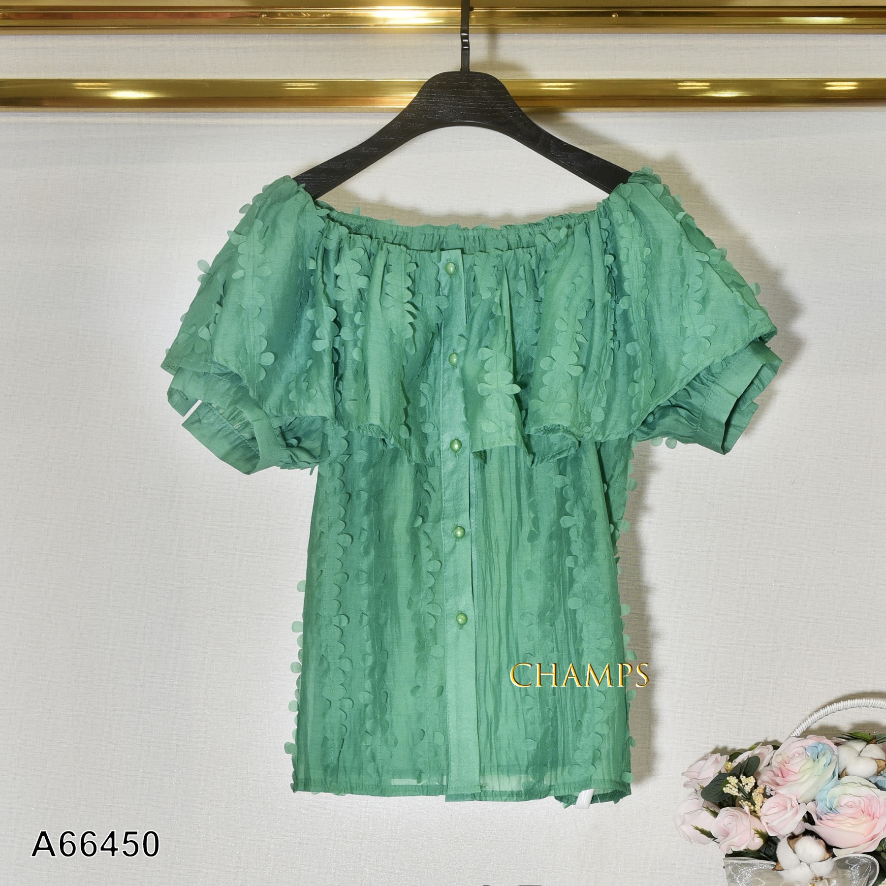 ÁO TƠ XANH LÁ LAZE VAI TRỄ 66450