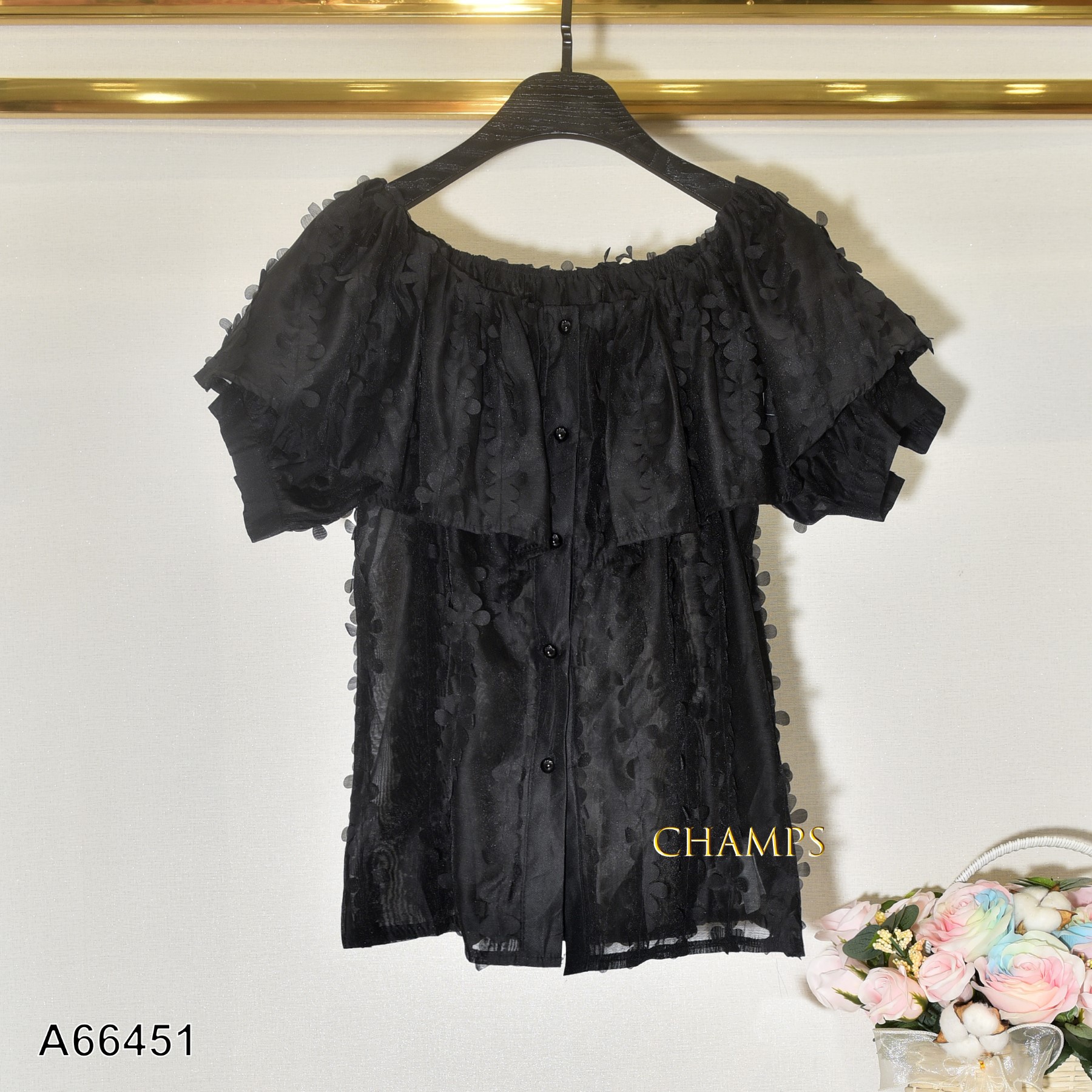 ÁO TƠ ĐEN LAZE VAI TRỄ 66451