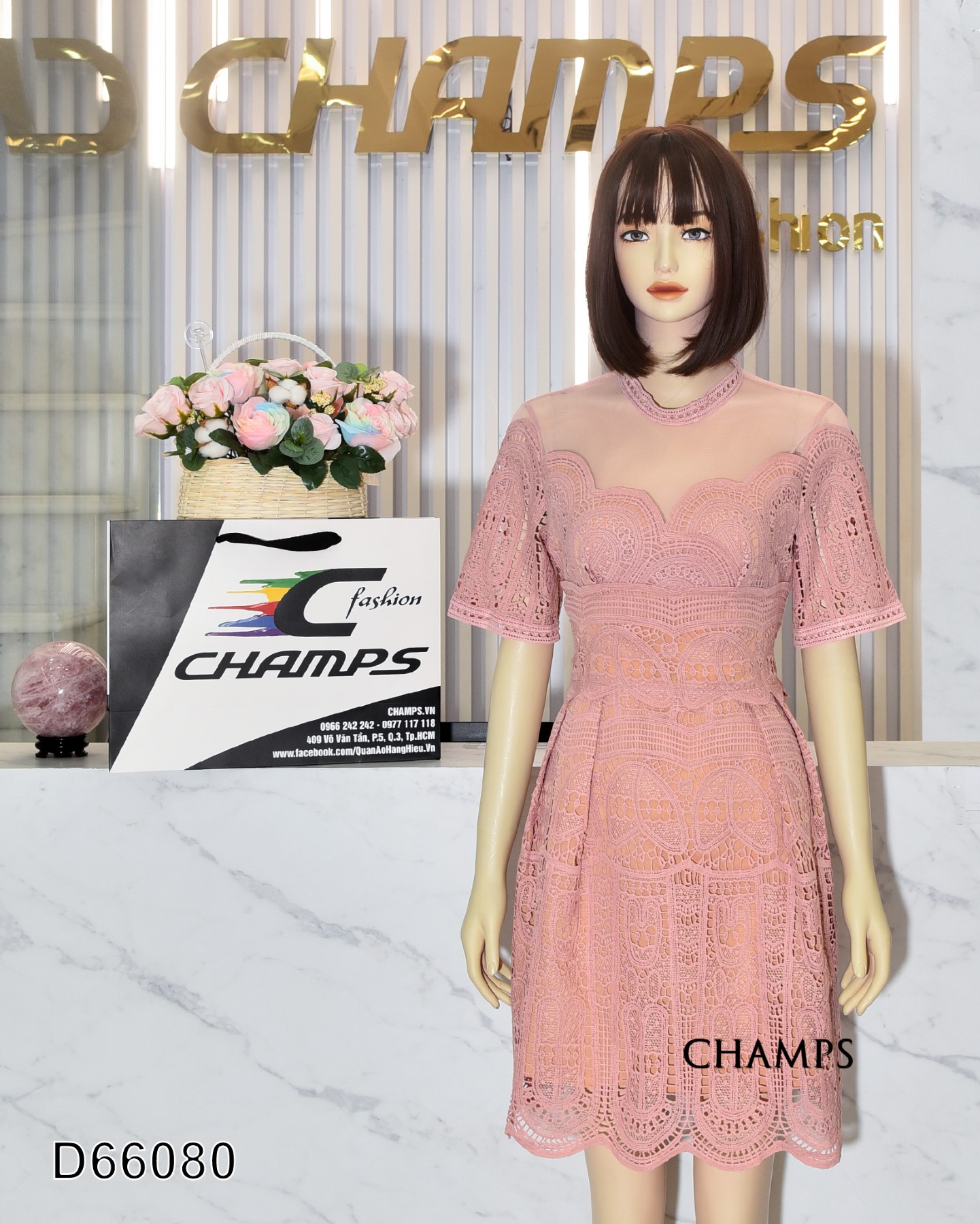 ĐẦM REN HỒNG 66080