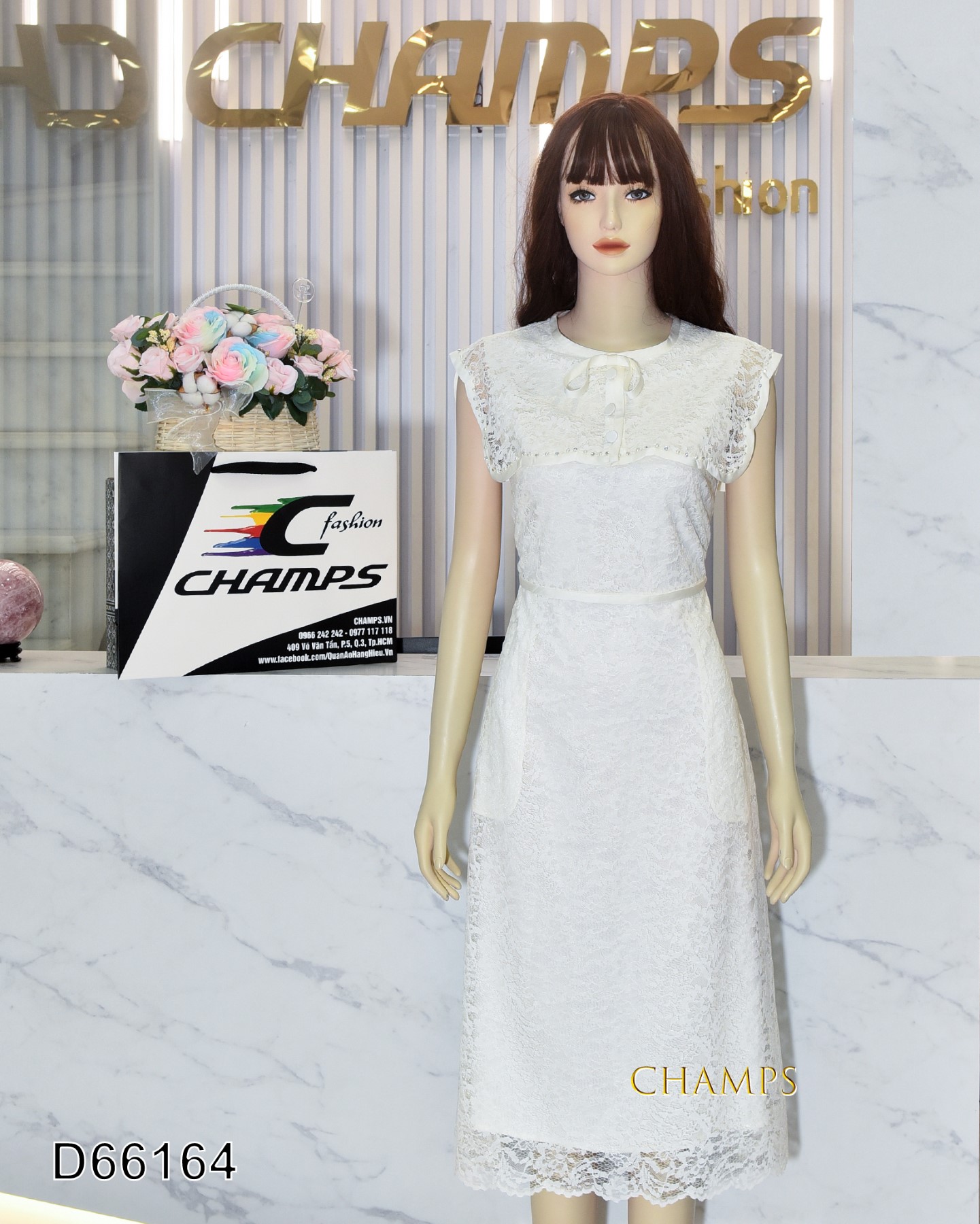 ĐẦM REN TRẮNG DÀI 66164