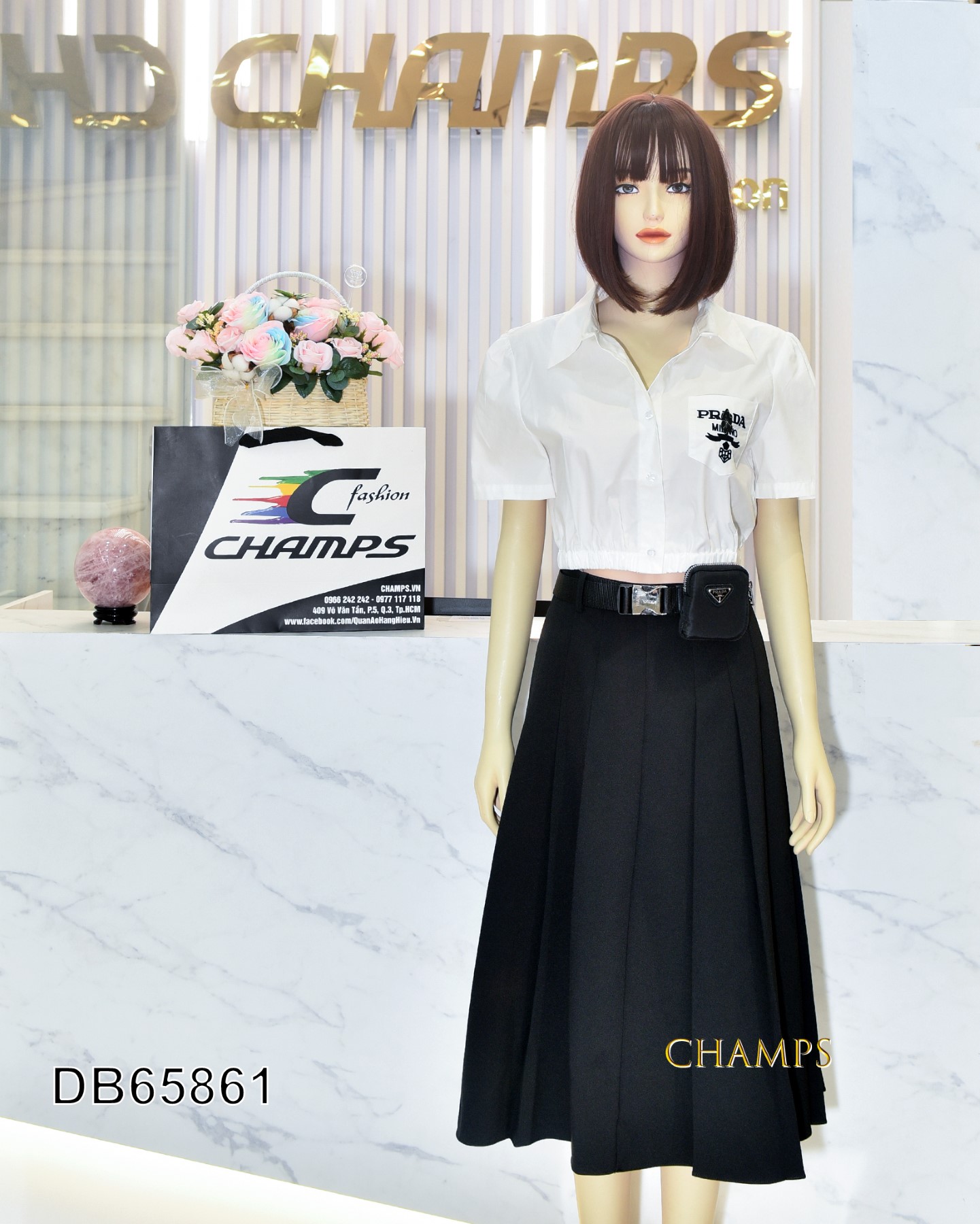 BỘ ÁO PRADA +CV XẾP +DN TÚI 65861