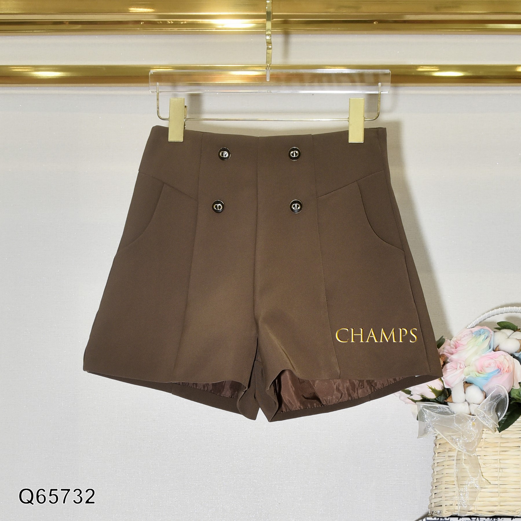 QUẦN SHORT NÂU NÚT 65732