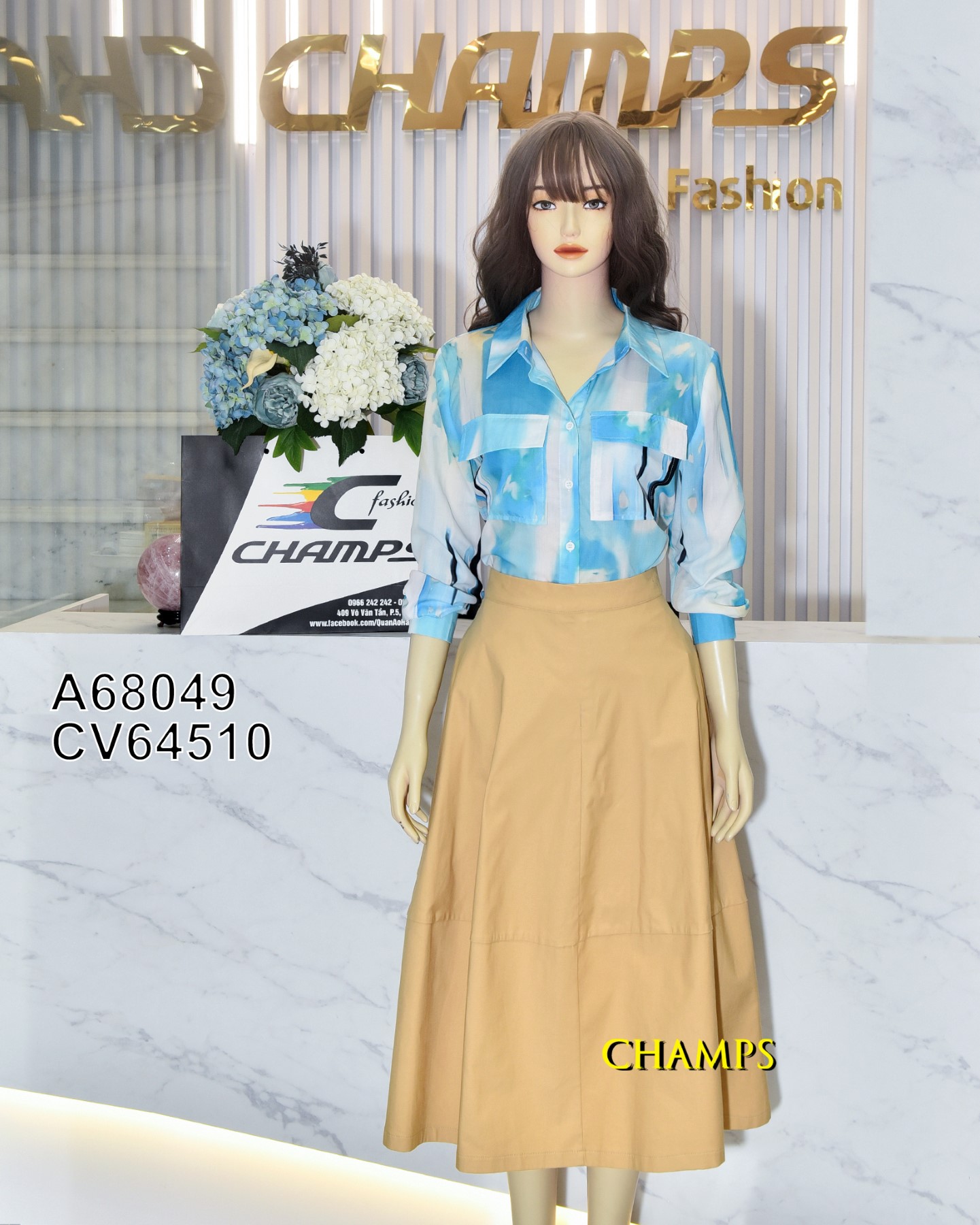 ÁO SƠ MI XANH BIỂN TAY DÀI 68049