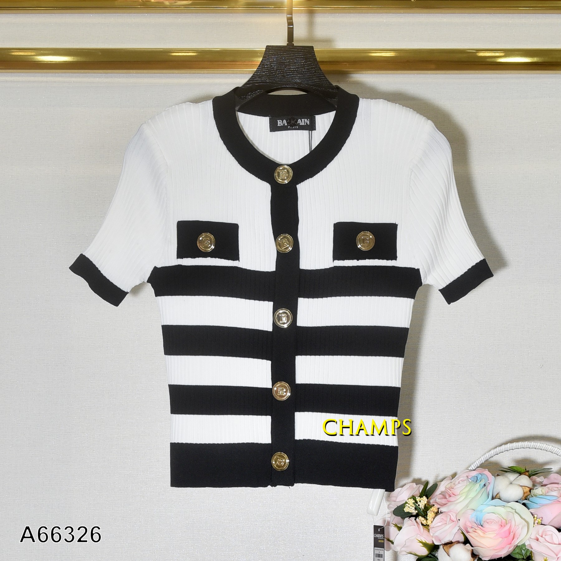 ÁO LEN TRẮNG ĐEN BALMAN 66326