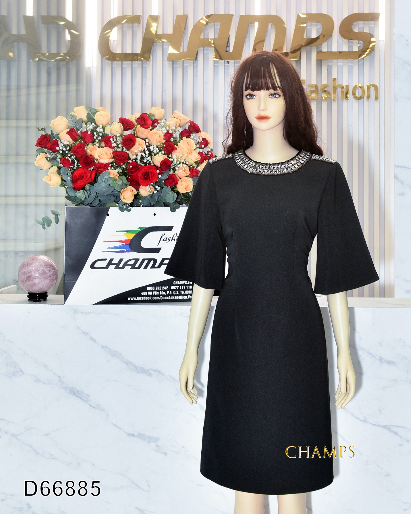 ĐẦM ĐEN ĐÁ HẠT CỔ 66885