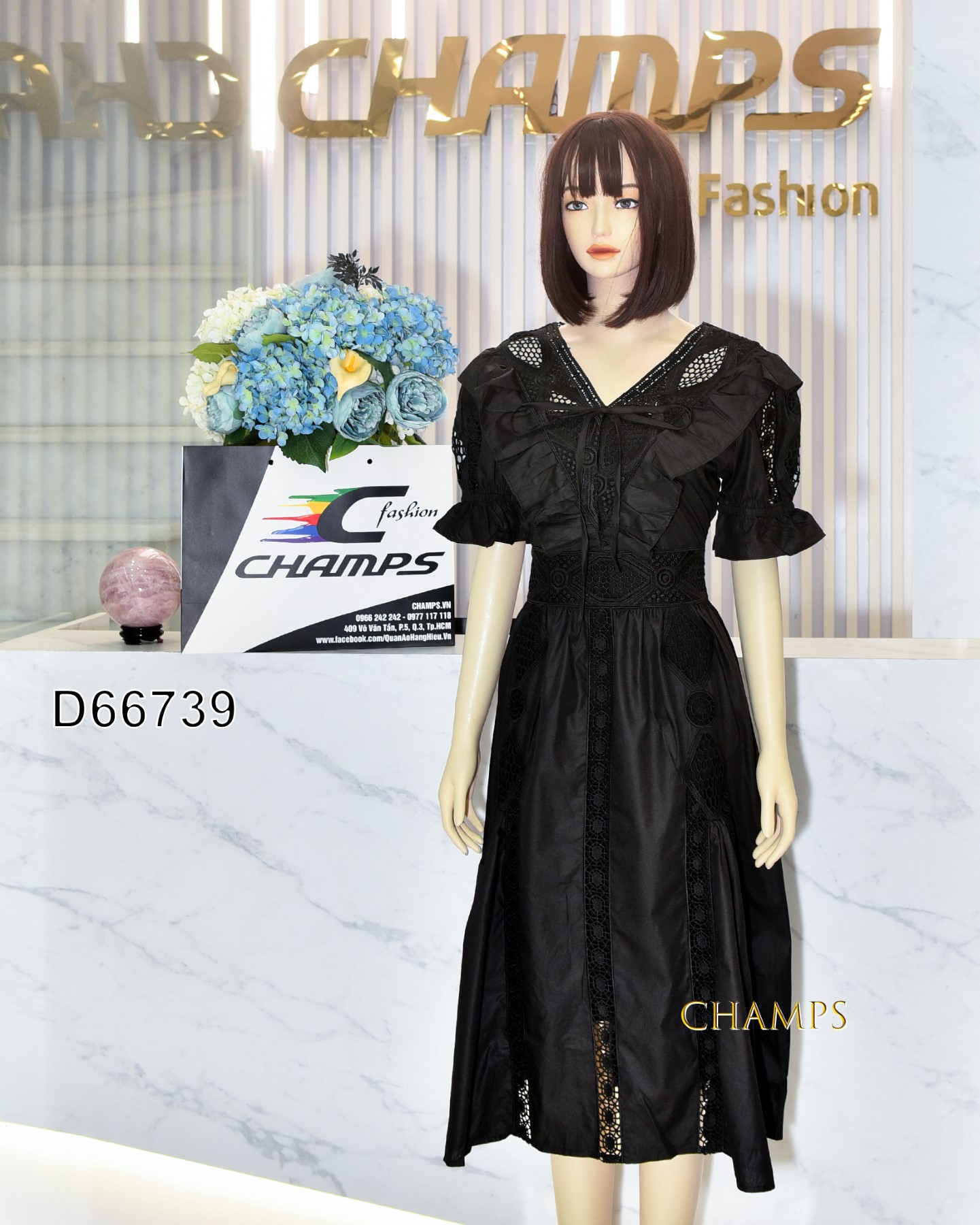 ĐẦM ĐEN DÀI REN 66739