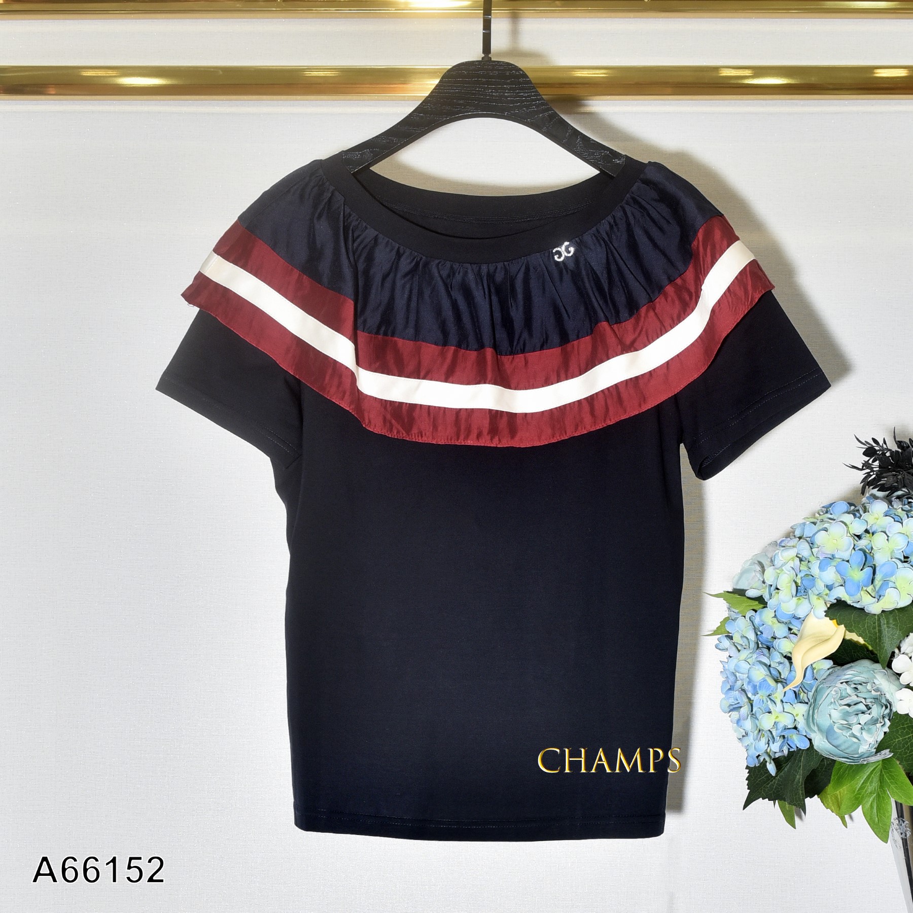 ÁO THUN XANH VAI TRỄ PHỐI 66152