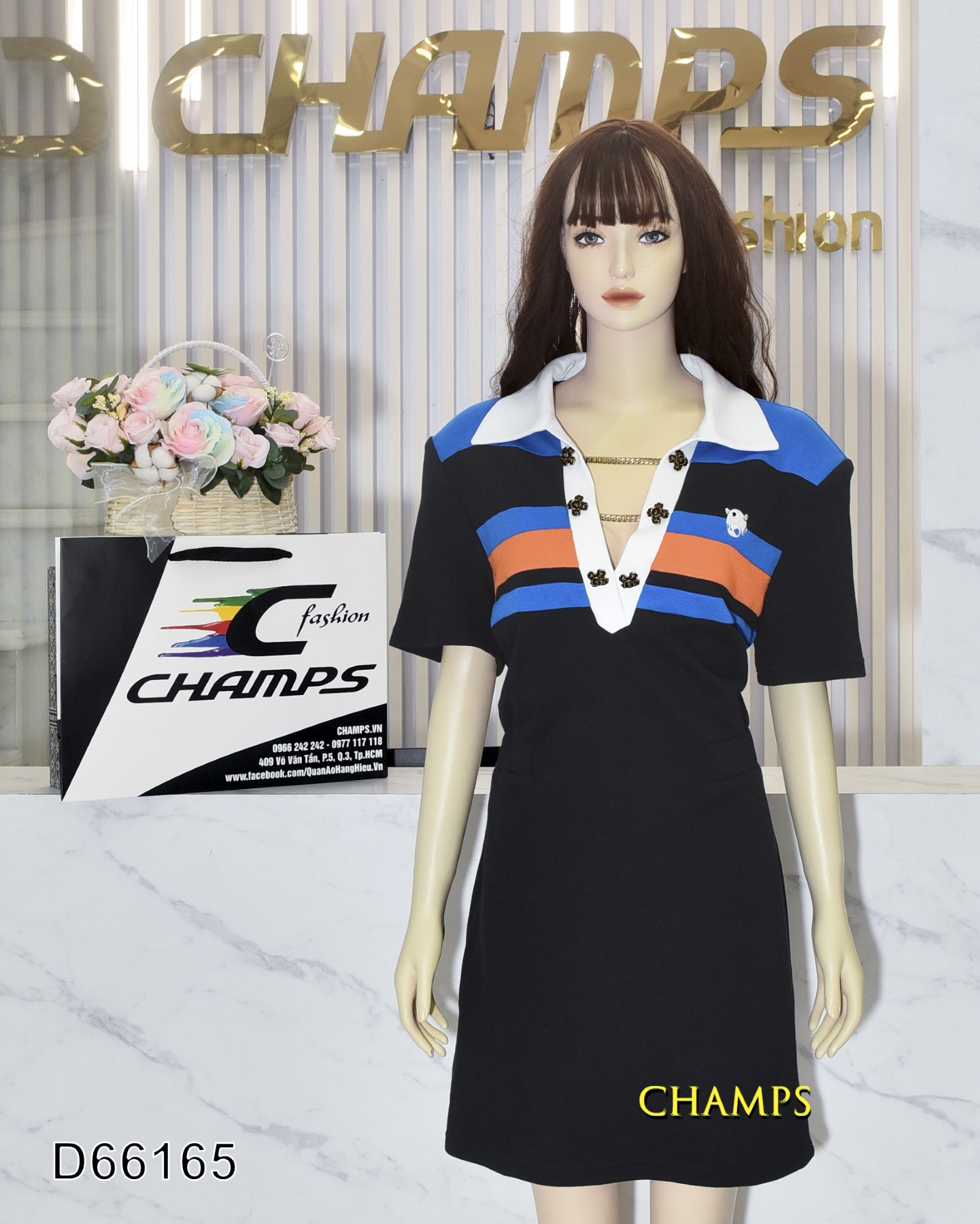 ĐẦM THUN ĐEN PHỐI GUCCI 66165