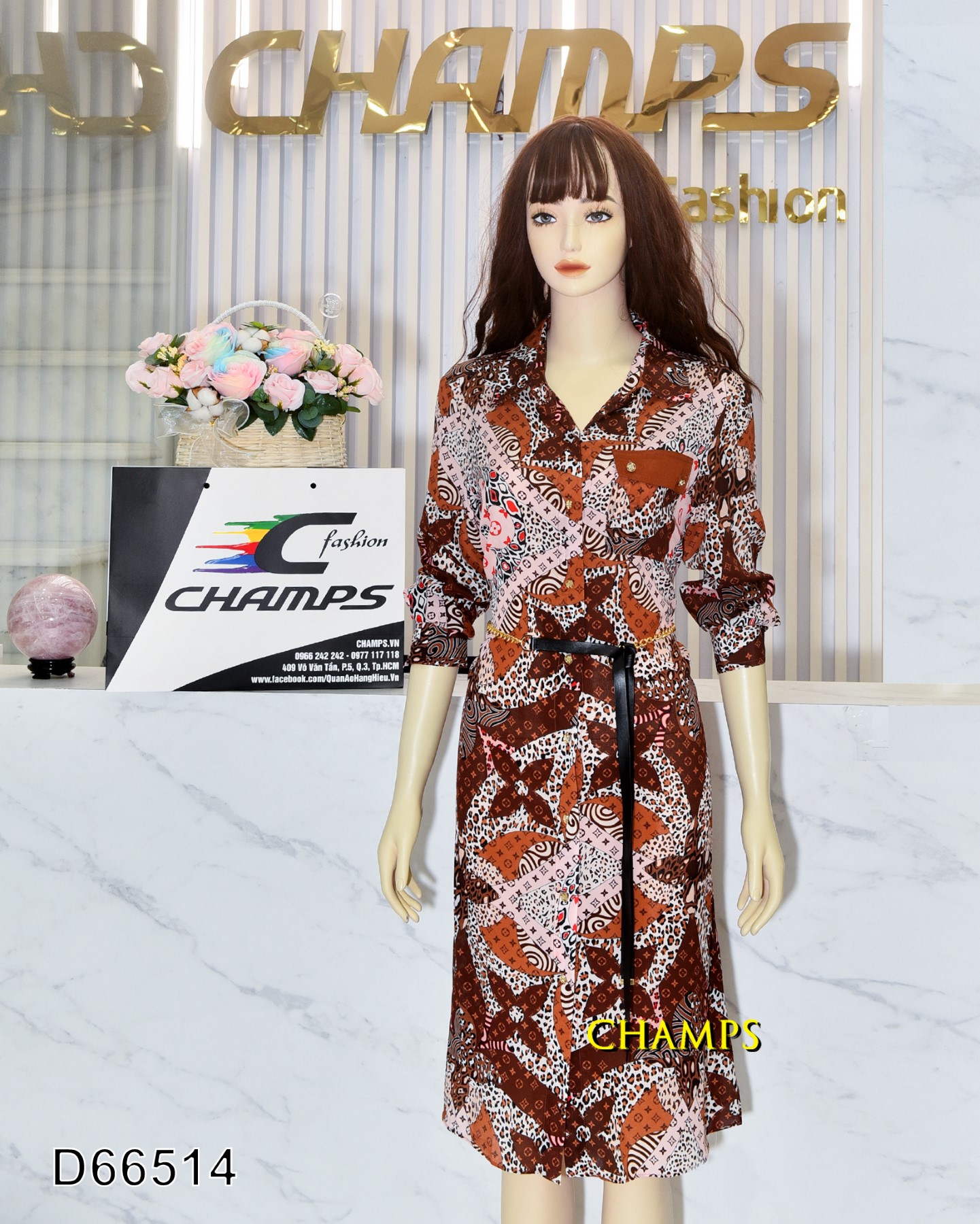 ĐẦM LỤA NÂU LV 66514