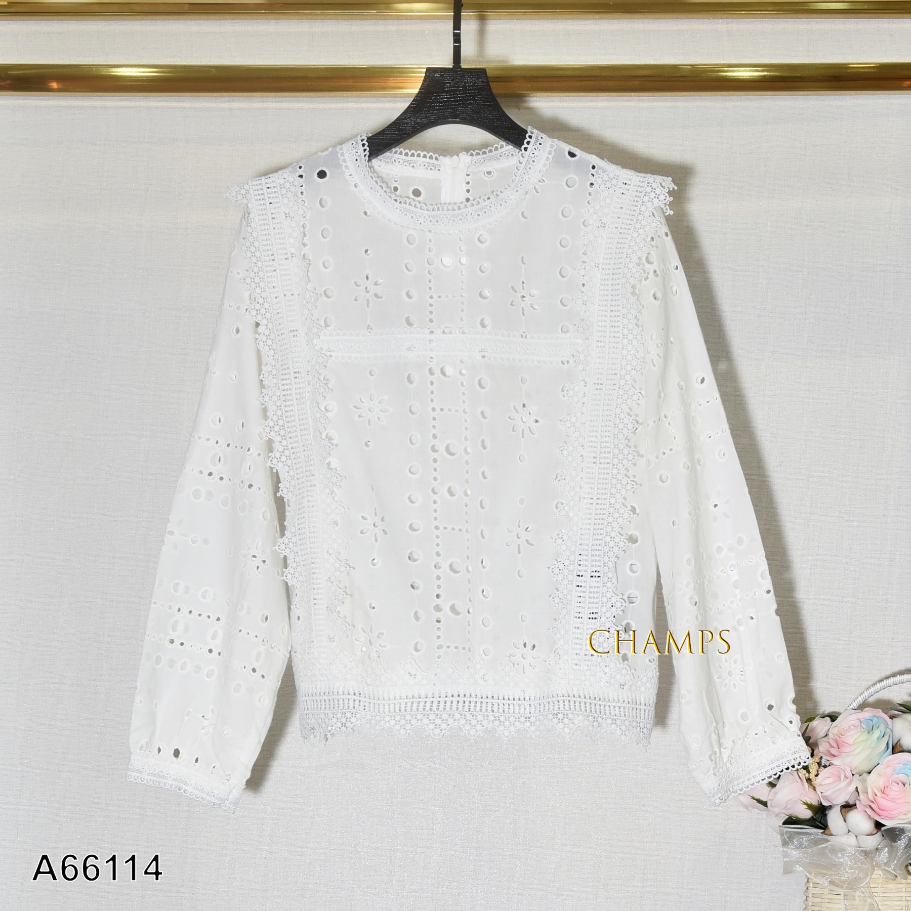 ÁO REN TRẮNG TAY DÀI 66114