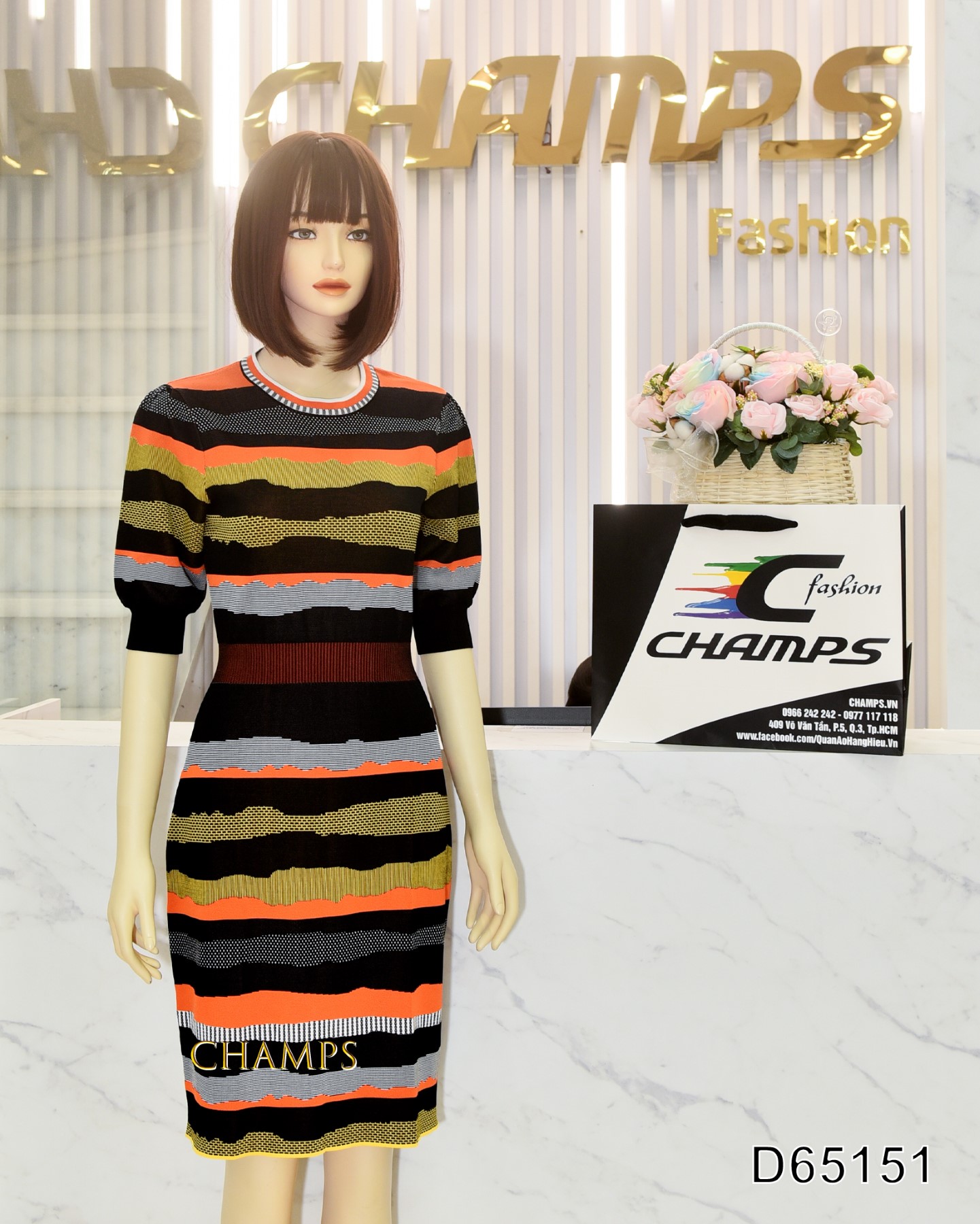 ĐẦM LEN HOA VĂN 65151