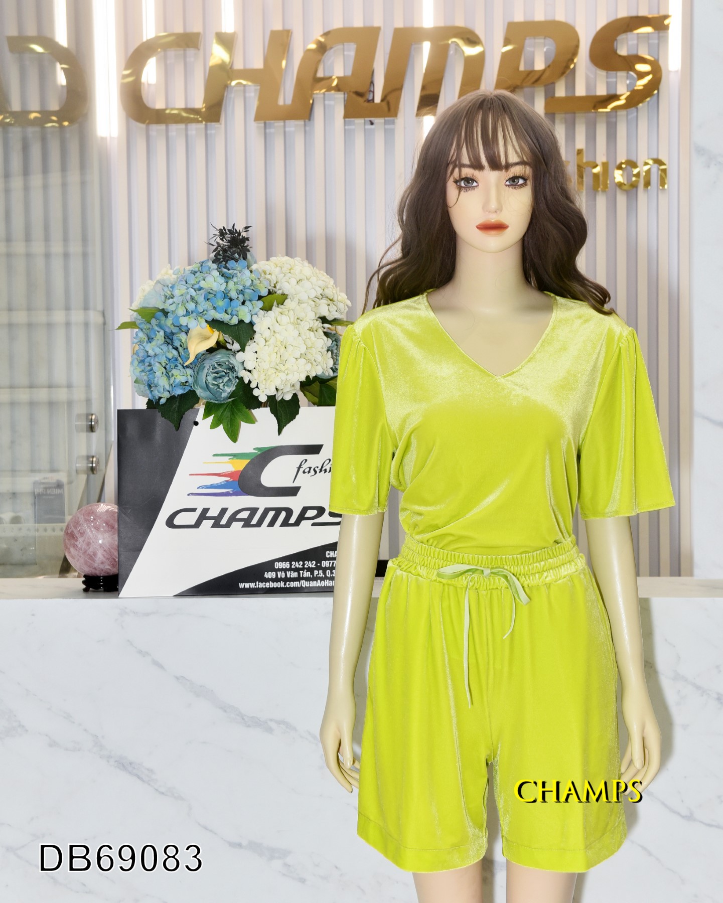 BỘ SHORT NHUNG XANH 69083