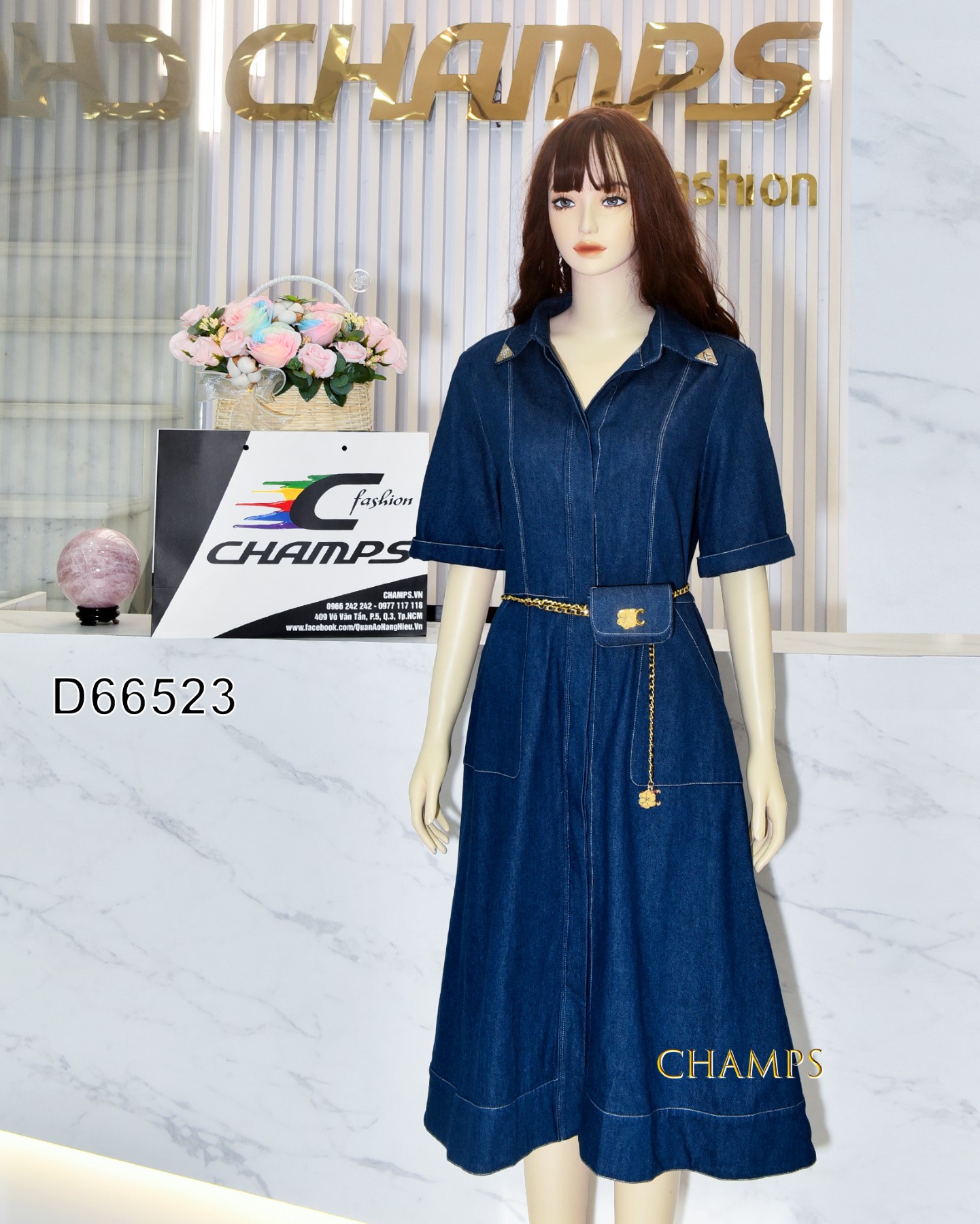 ĐẦM JEAN DÀI +DN TÚI 66523