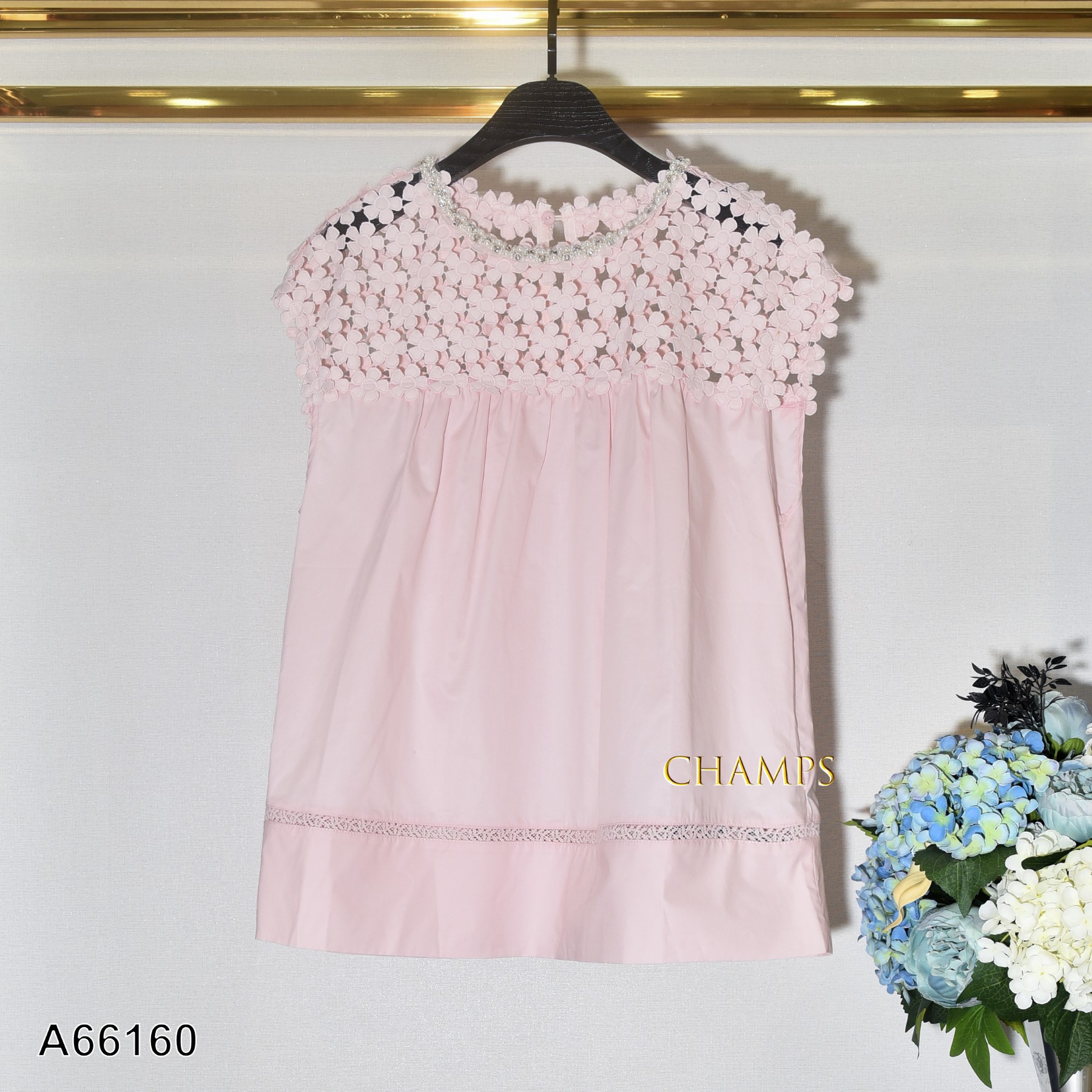 ÁO HỒNG REN XÔ CỔ HẠT BẸT 66160