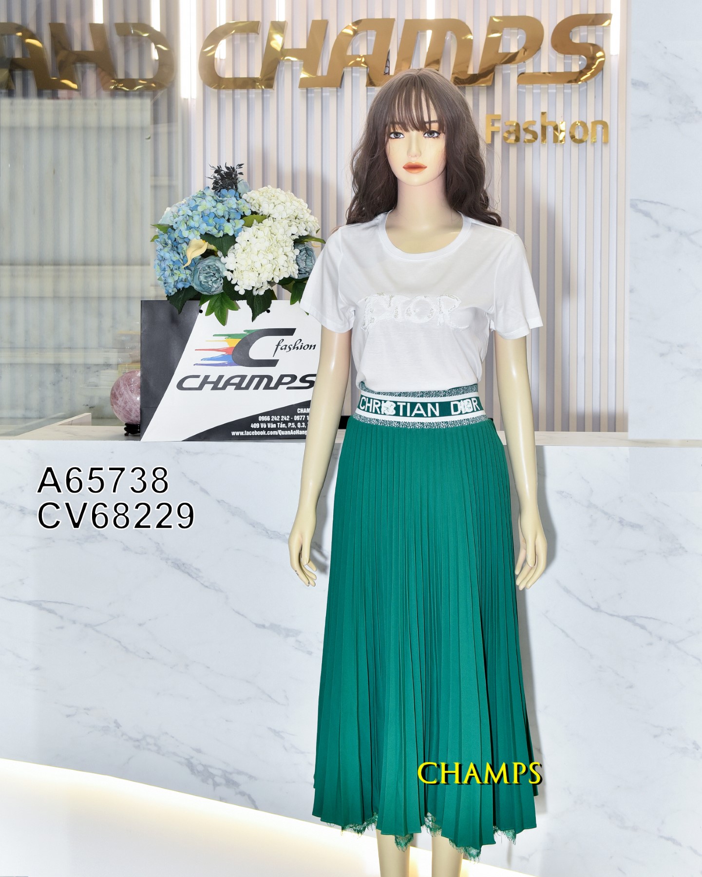ÁO THUN GIẤY LỤA TRẮNG DIOR 65738