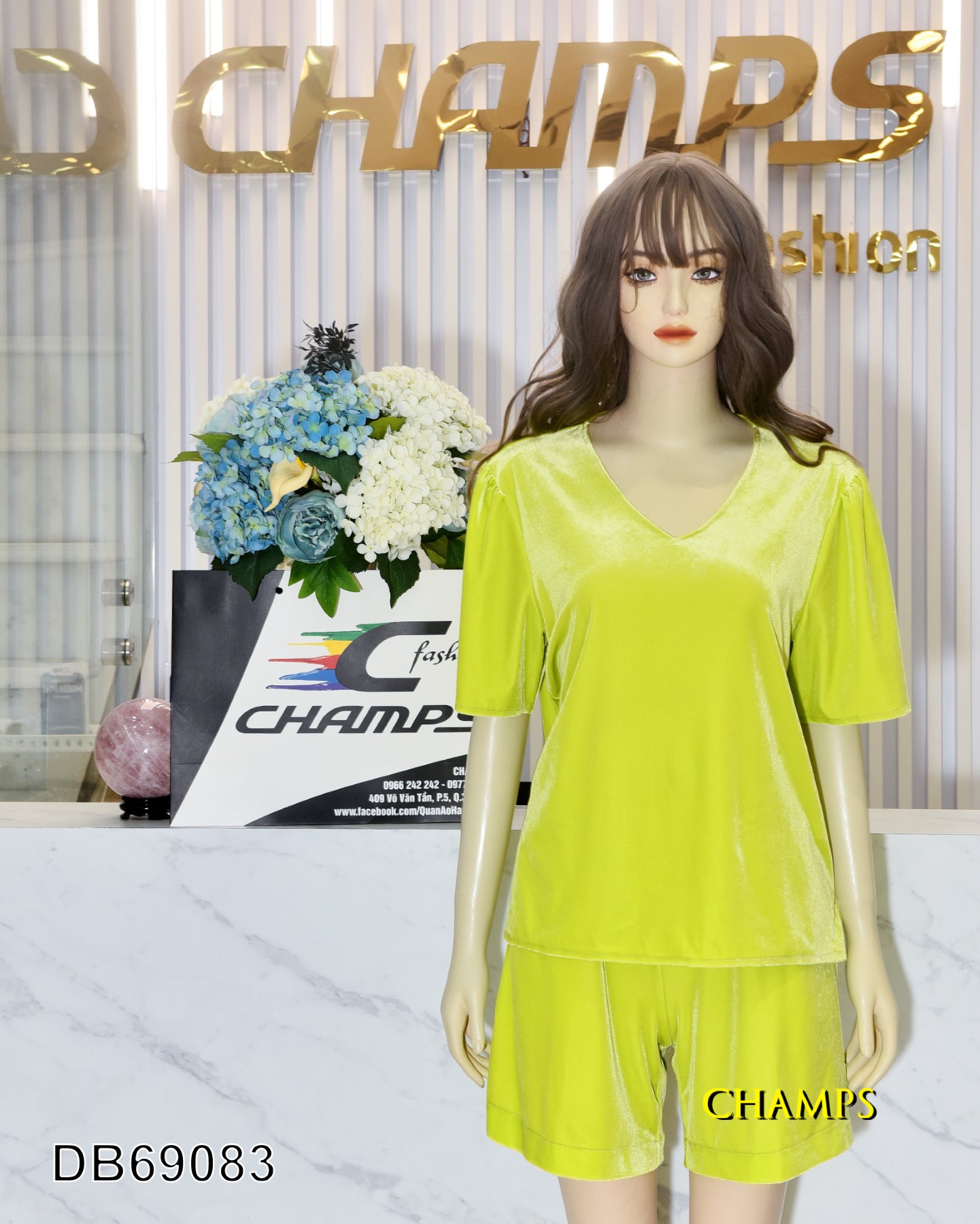 BỘ SHORT NHUNG XANH 69083